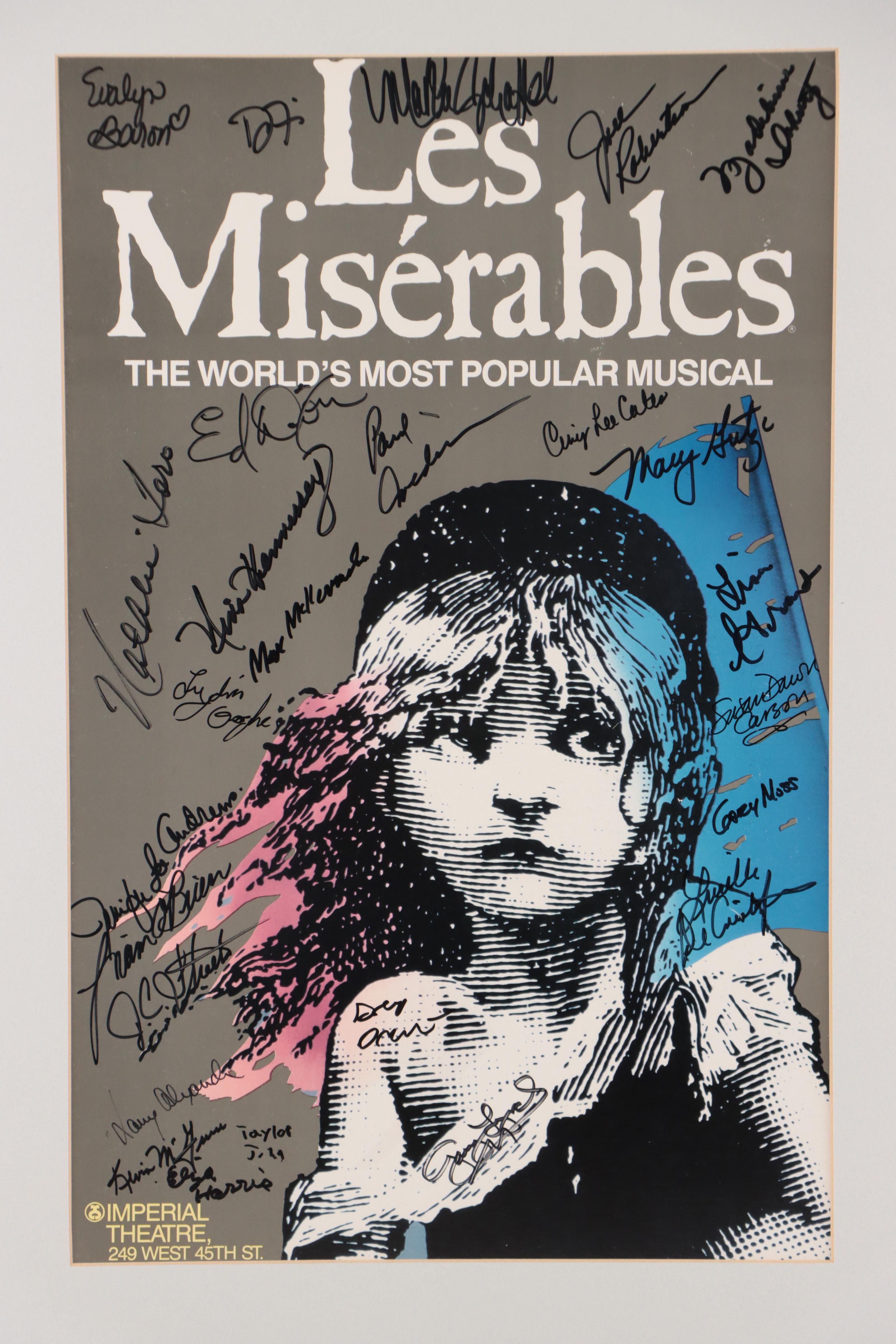 Broadway Cast Signed "Les Misérables" Poster with Playbill, 1990s