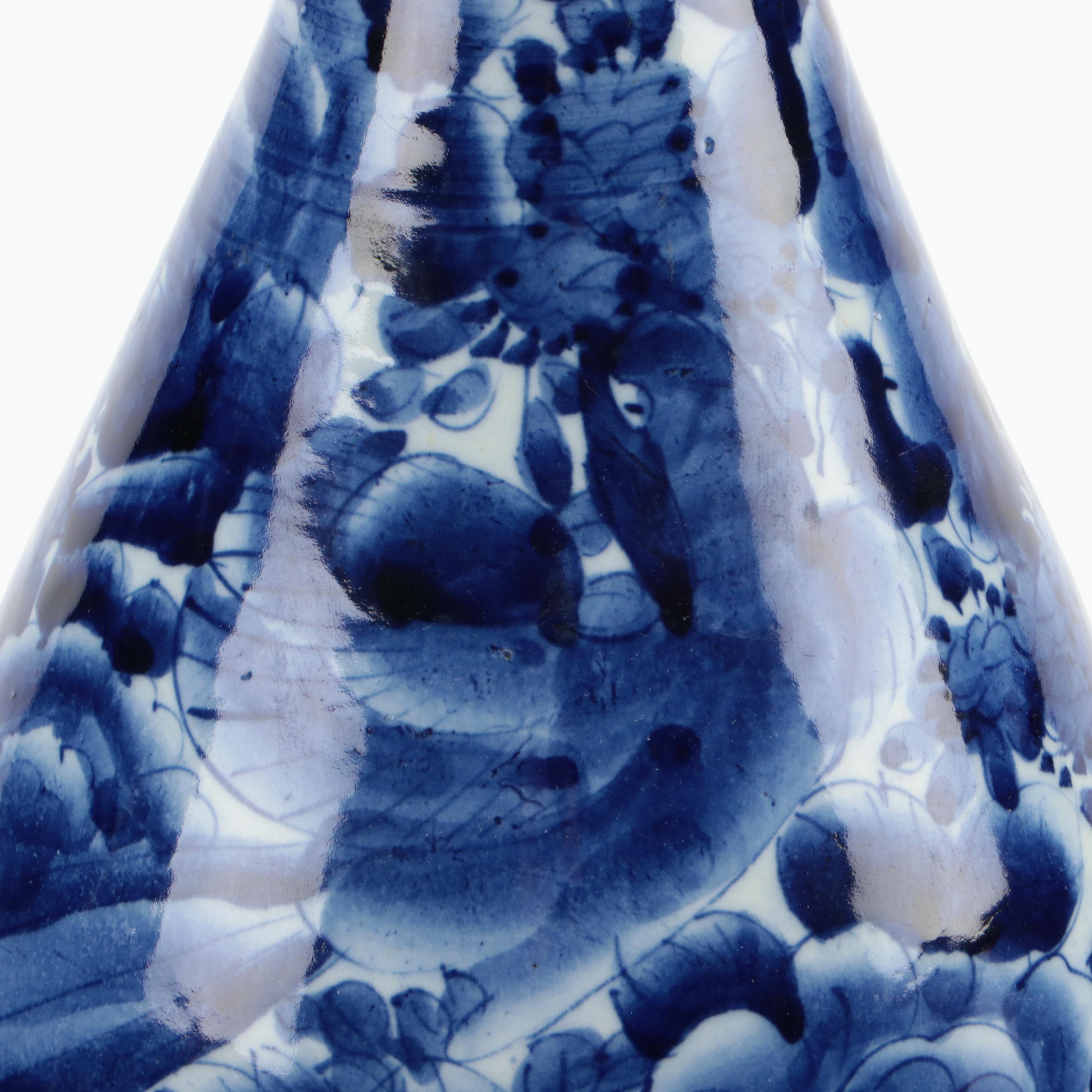 Japanese Arita Blue and White Porcelain Vase, Mid to Late 19th Century