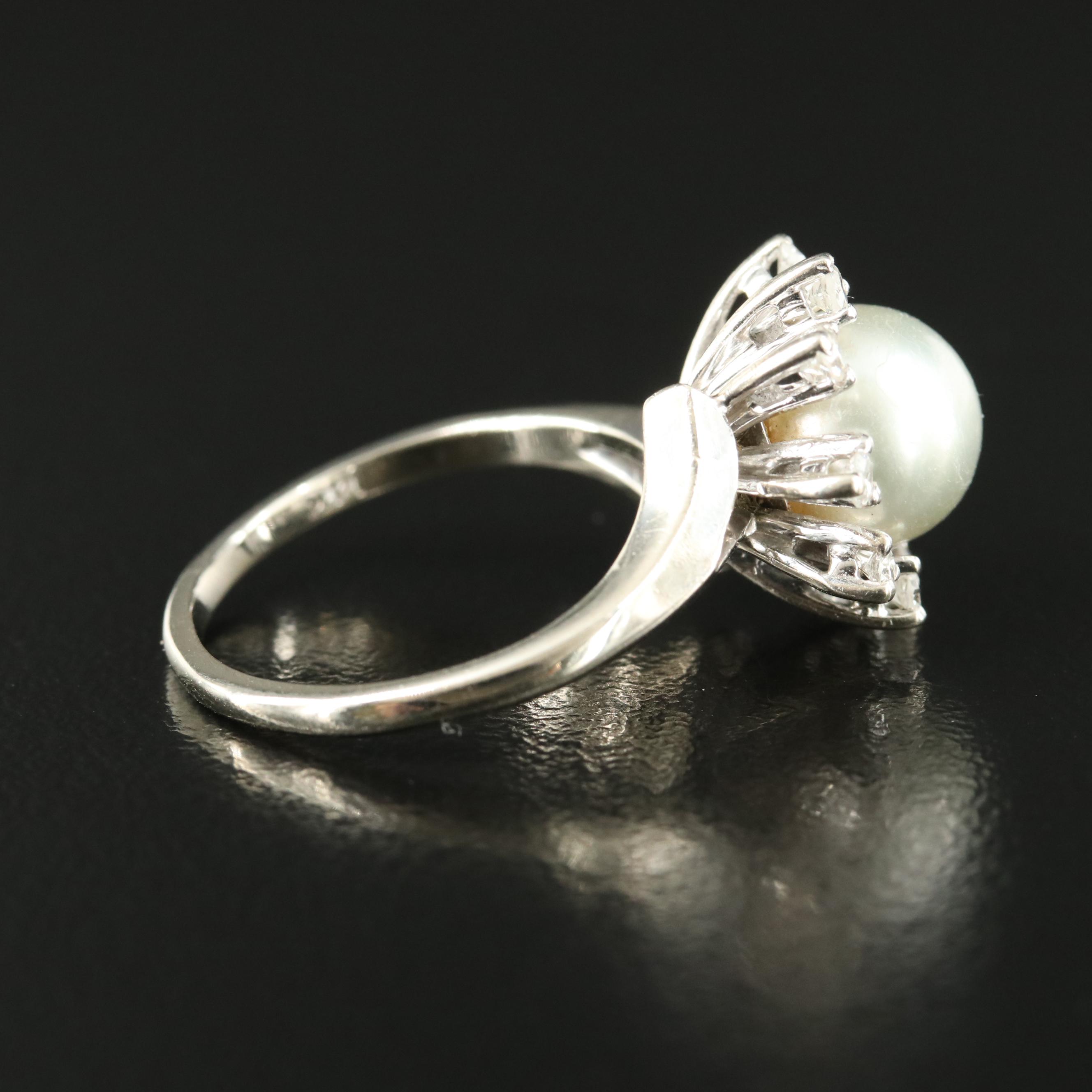 Vintage 14K Pearl and Diamond Ring