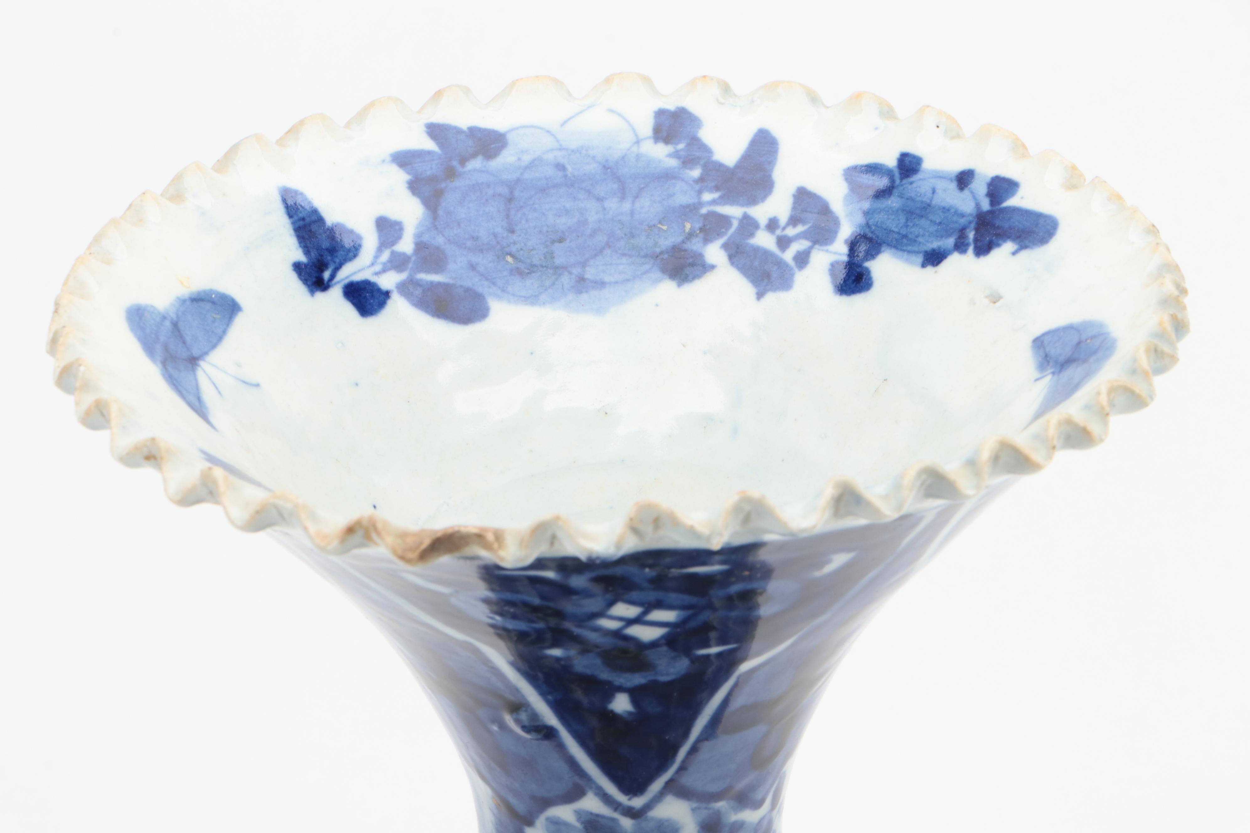 Japanese Arita Blue and White Porcelain Vase, Mid to Late 19th Century