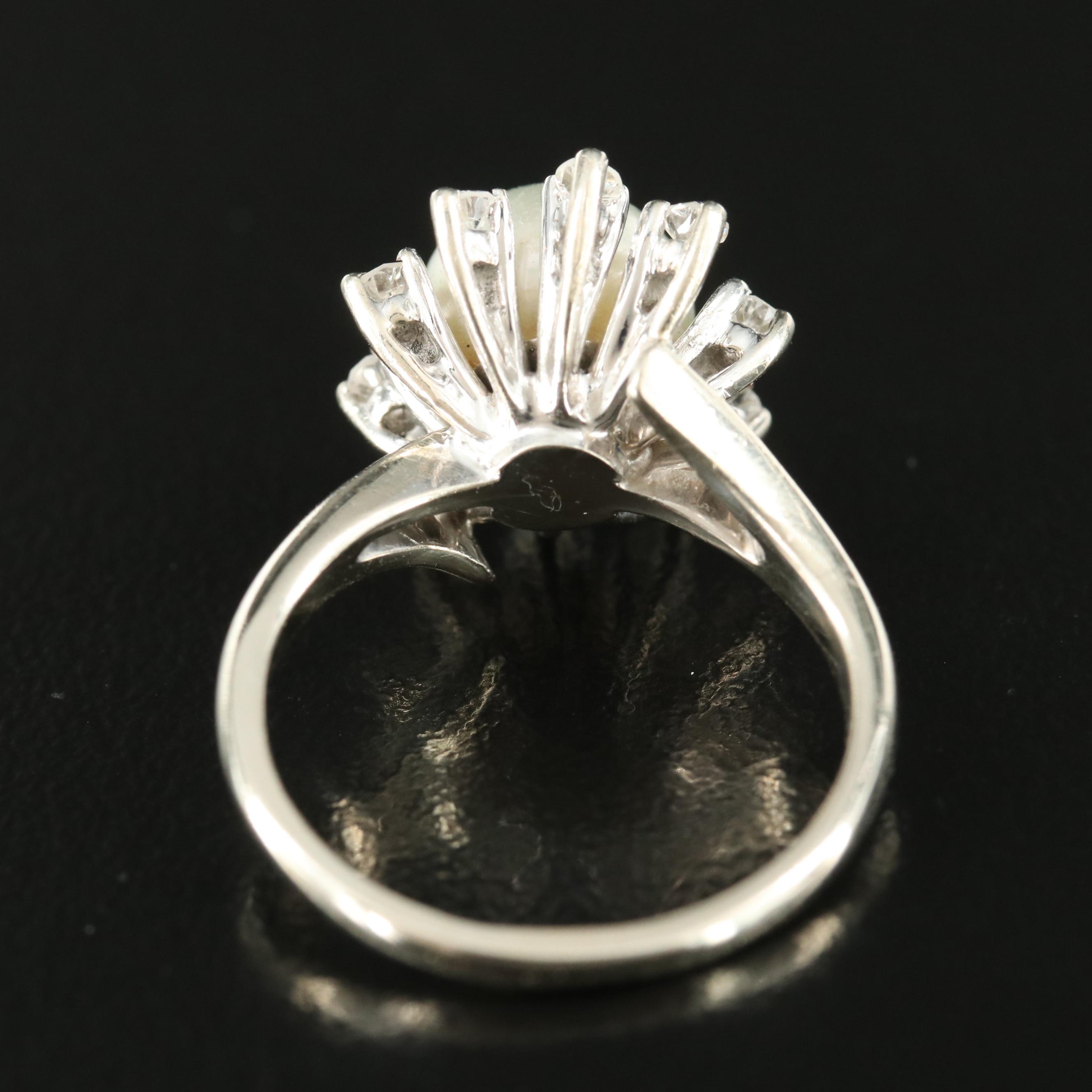 Vintage 14K Pearl and Diamond Ring