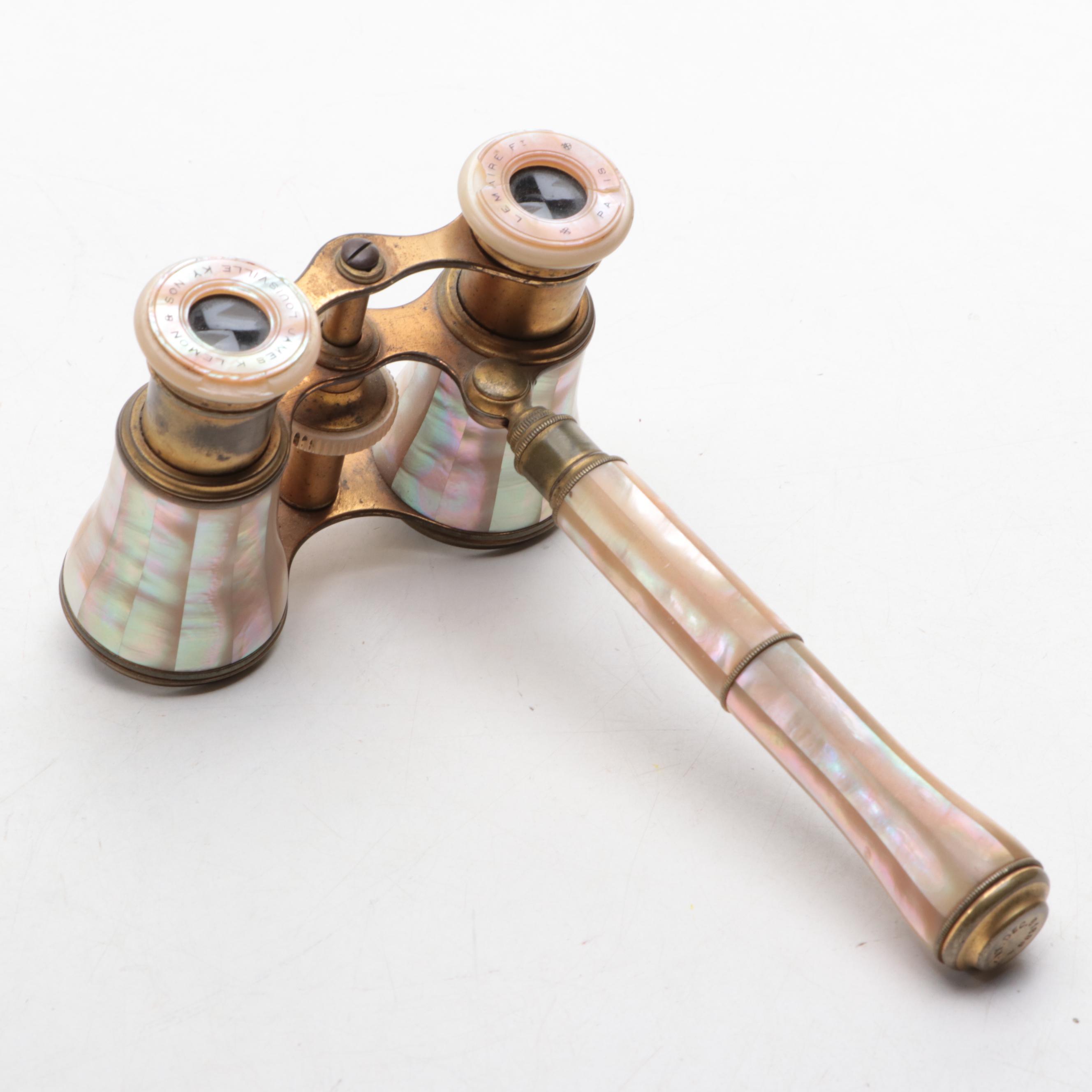 LeMaire Monogrammed Mother of Pearl and Other Leather-Wrapped Opera Glasses