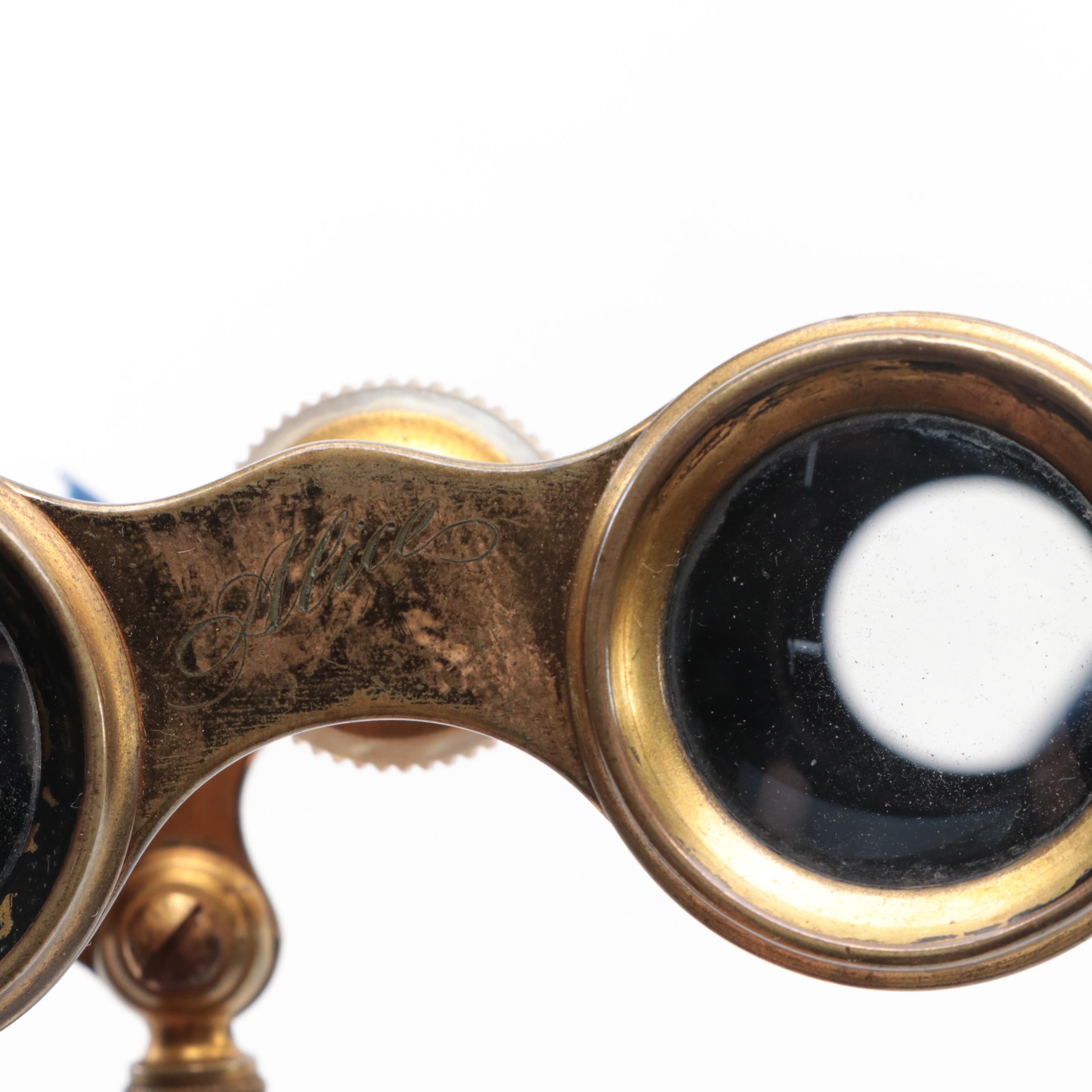 LeMaire Monogrammed Mother of Pearl and Other Leather-Wrapped Opera Glasses