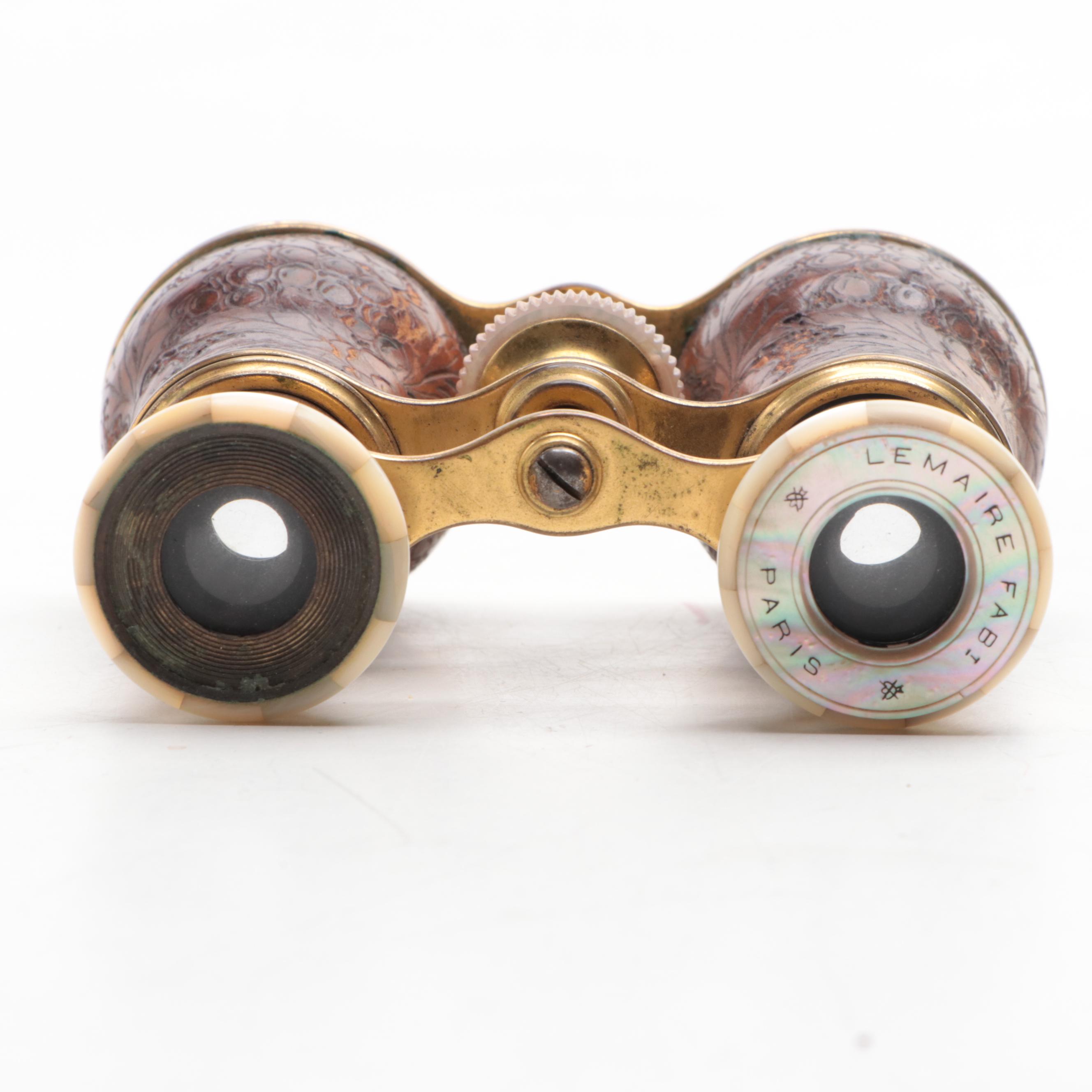 LeMaire Monogrammed Mother of Pearl and Other Leather-Wrapped Opera Glasses