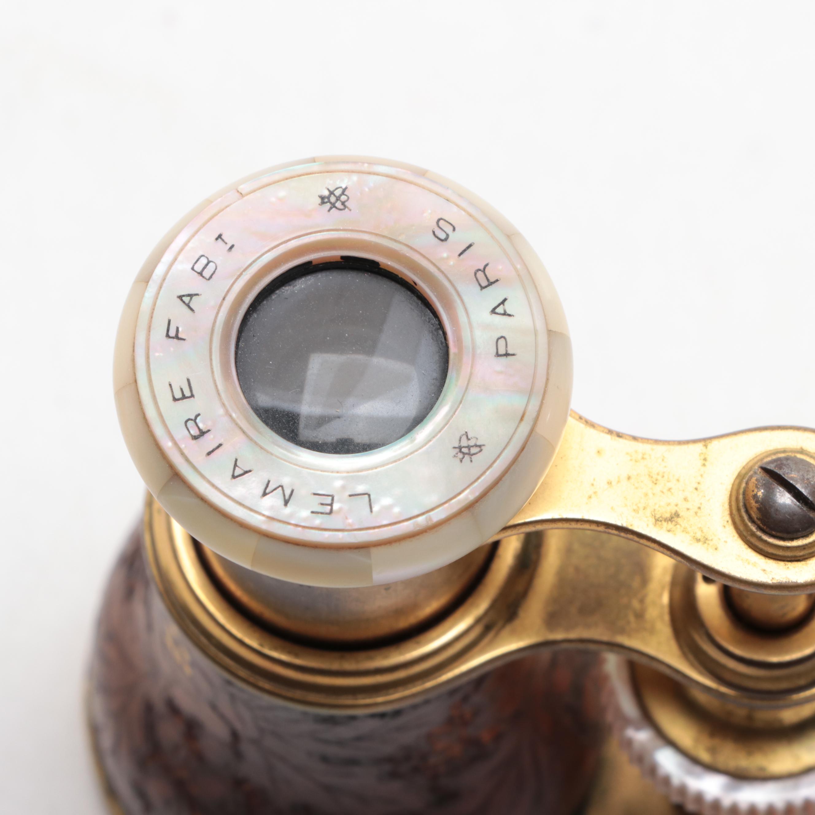 LeMaire Monogrammed Mother of Pearl and Other Leather-Wrapped Opera Glasses