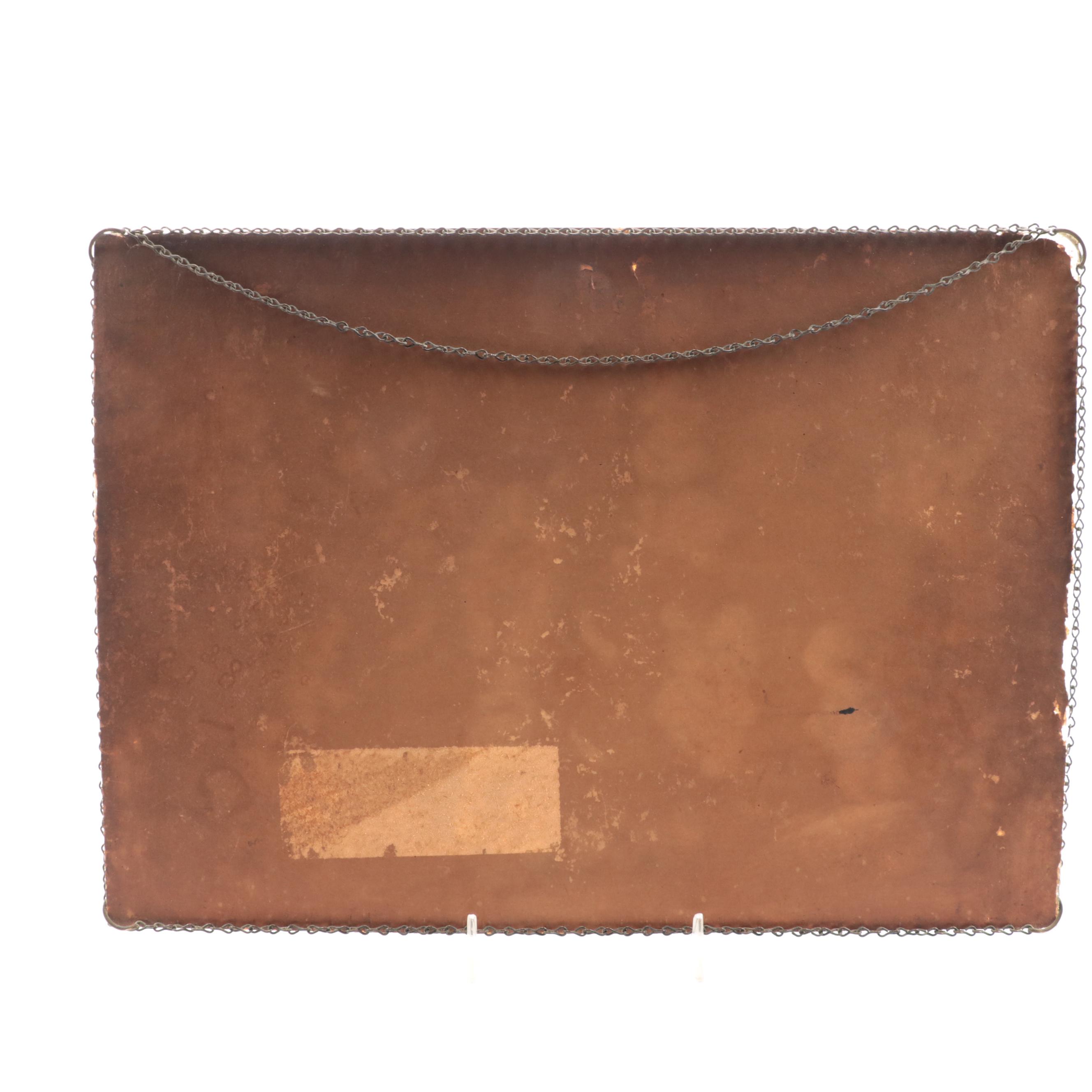 Cat Themed Chromolithograph Mounted to Glass, Late 19th/Early 20th Century