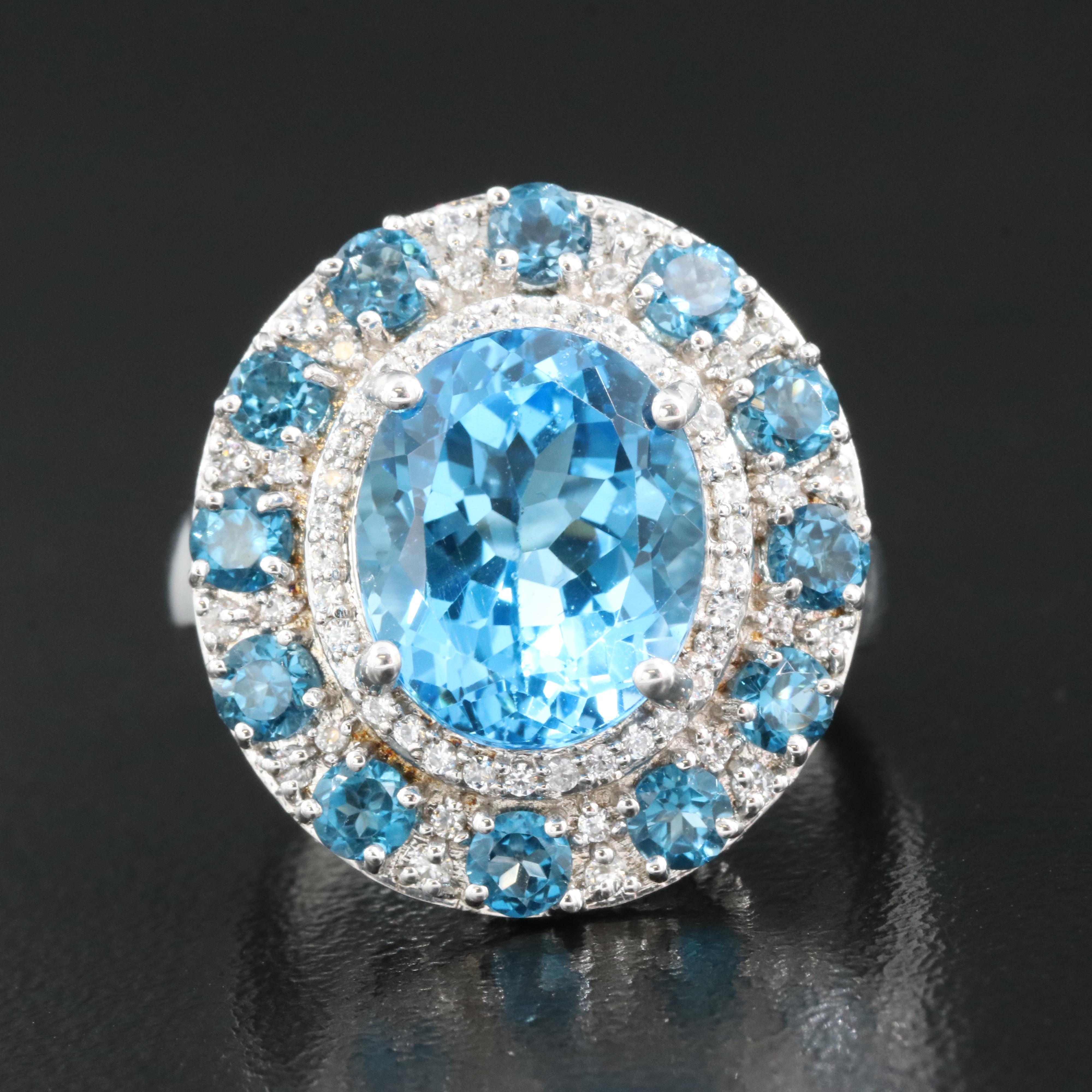 Sterling Topaz and Zircon Ring