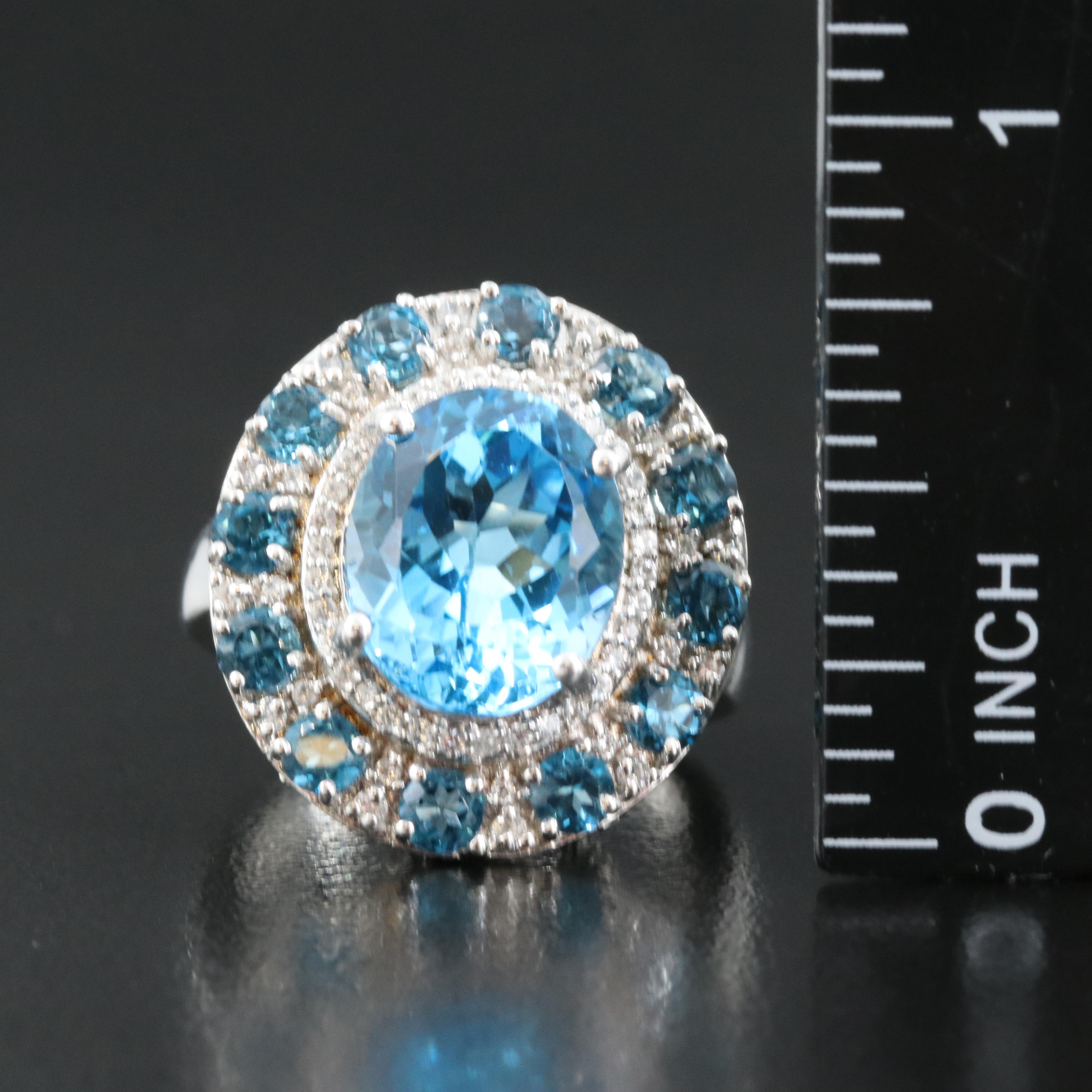 Sterling Topaz and Zircon Ring