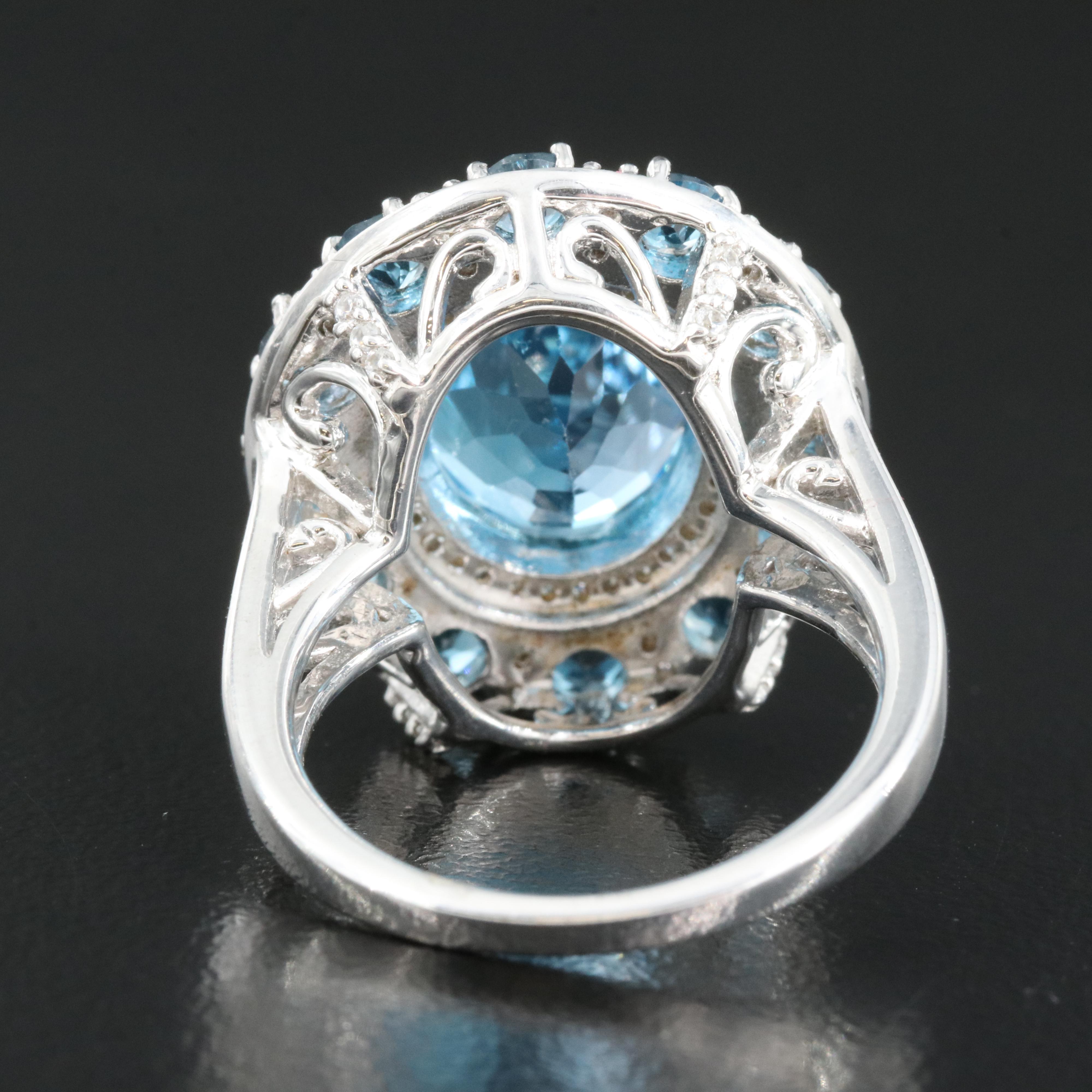 Sterling Topaz and Zircon Ring