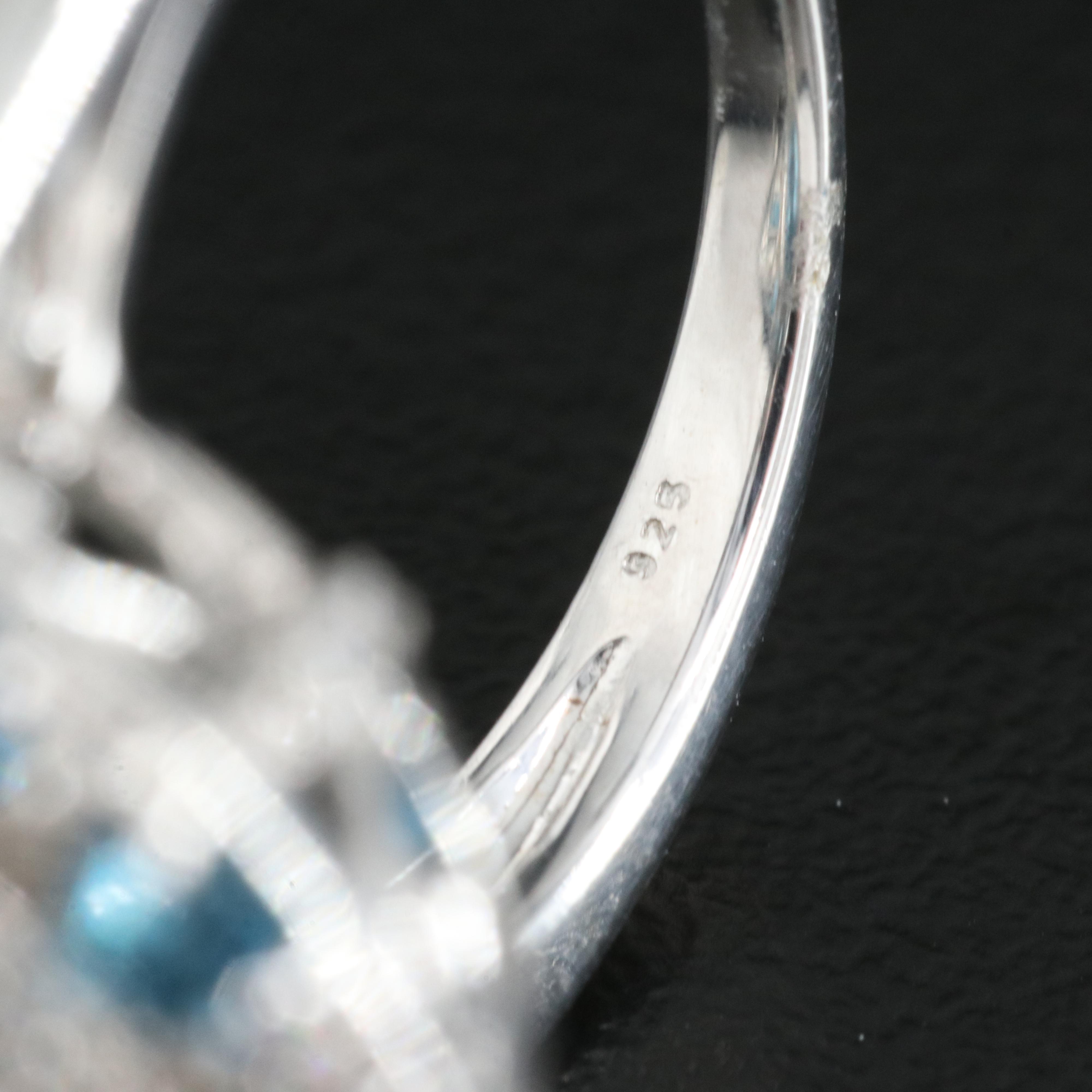 Sterling Topaz and Zircon Ring