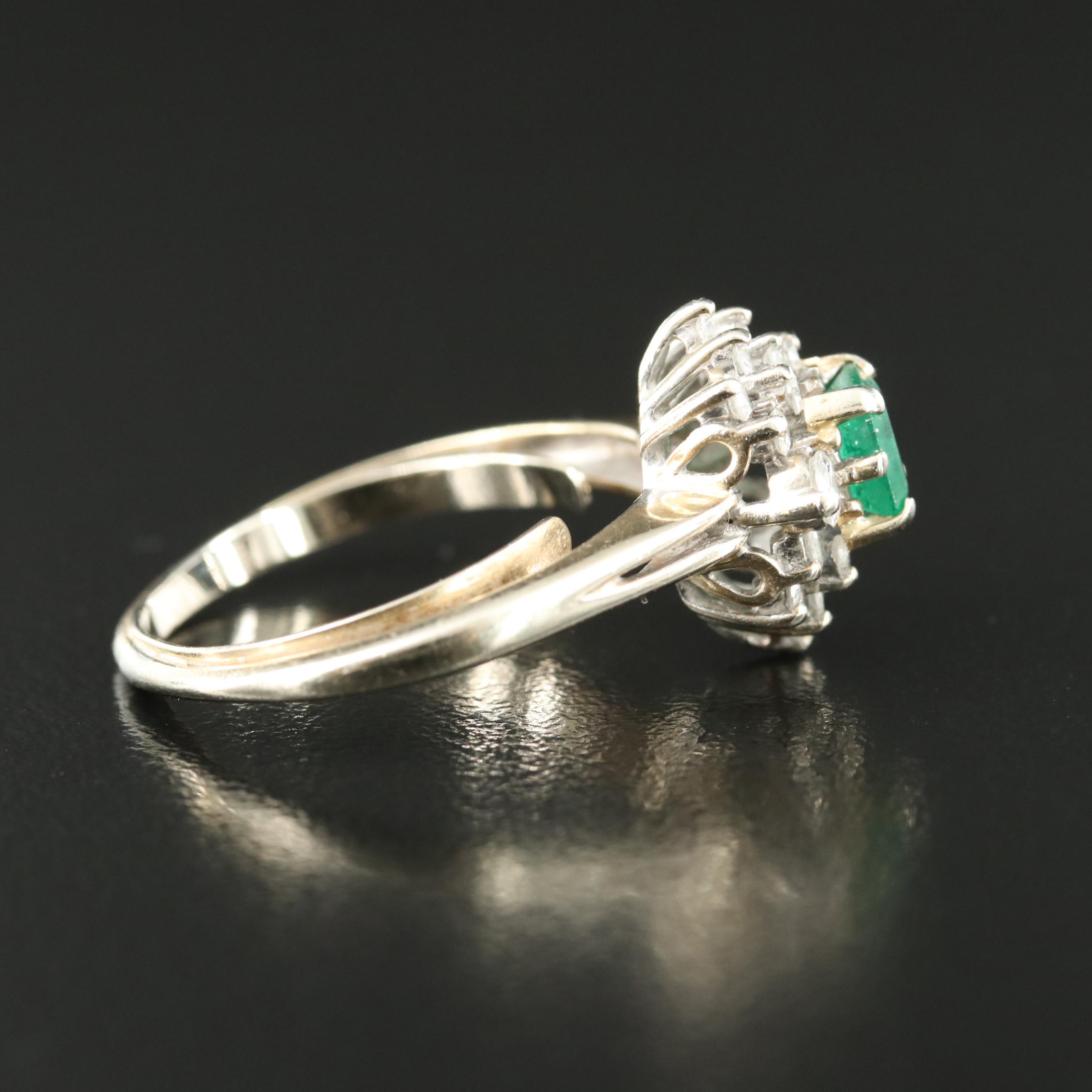 Vintage 14K Emerald and Diamond Ring