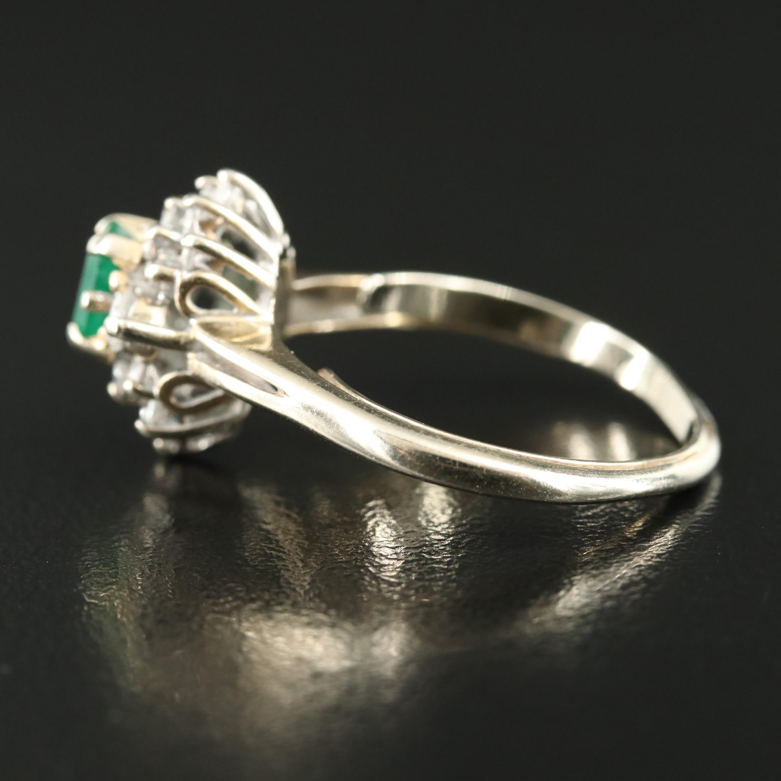 Vintage 14K Emerald and Diamond Ring