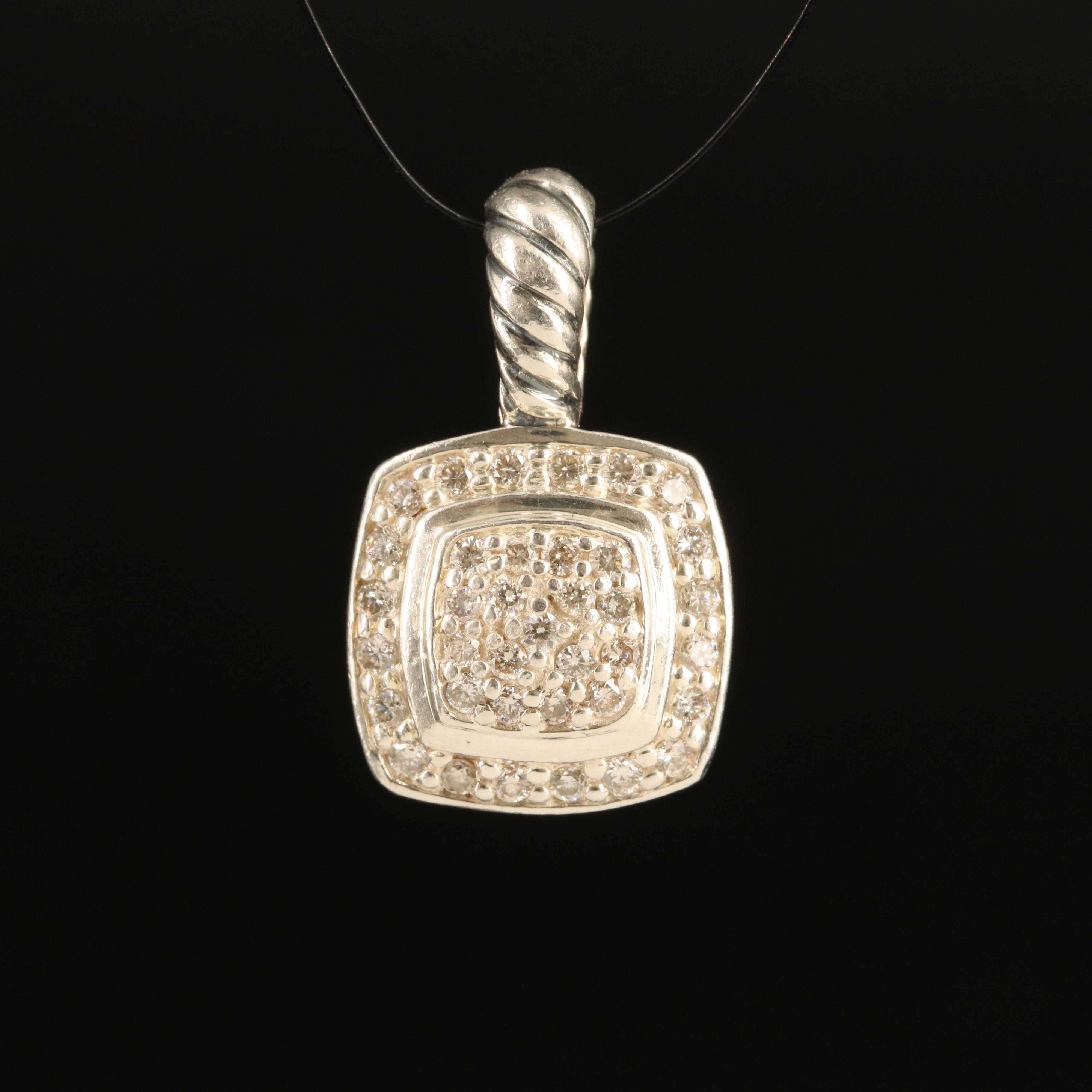 David Yurman "Petite Albion" Sterling Pavé Diamond Pendant