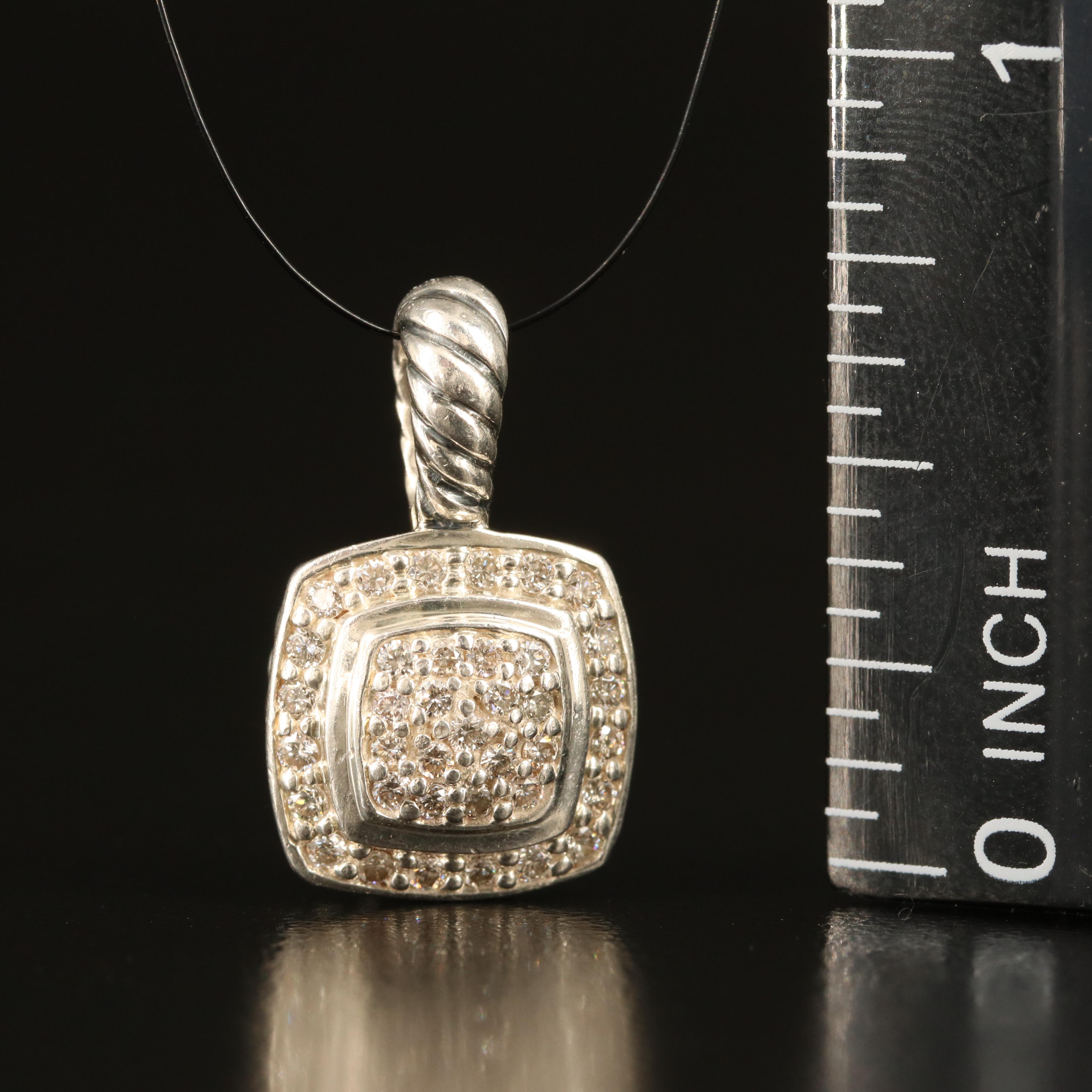 David Yurman "Petite Albion" Sterling Pavé Diamond Pendant