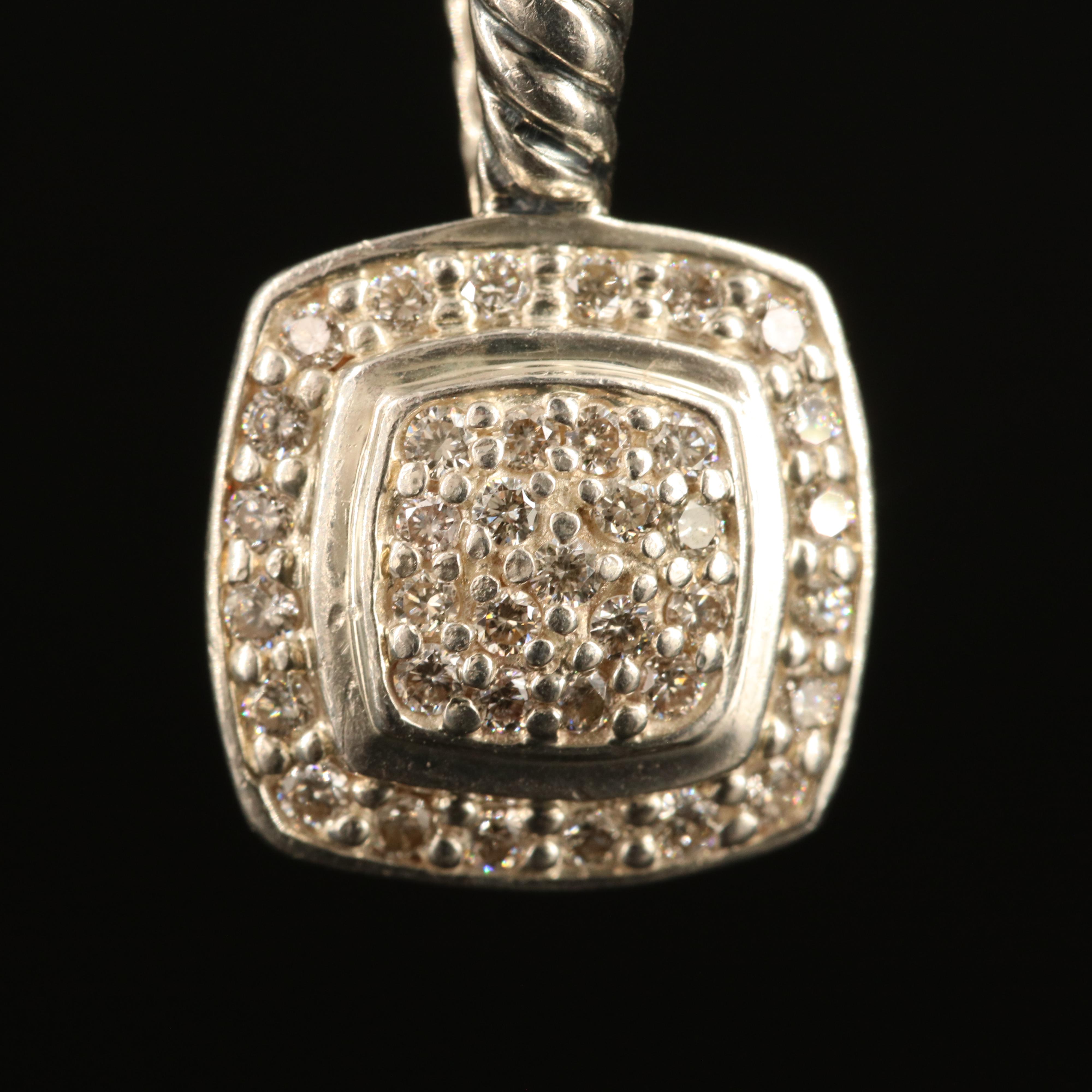 David Yurman "Petite Albion" Sterling Pavé Diamond Pendant