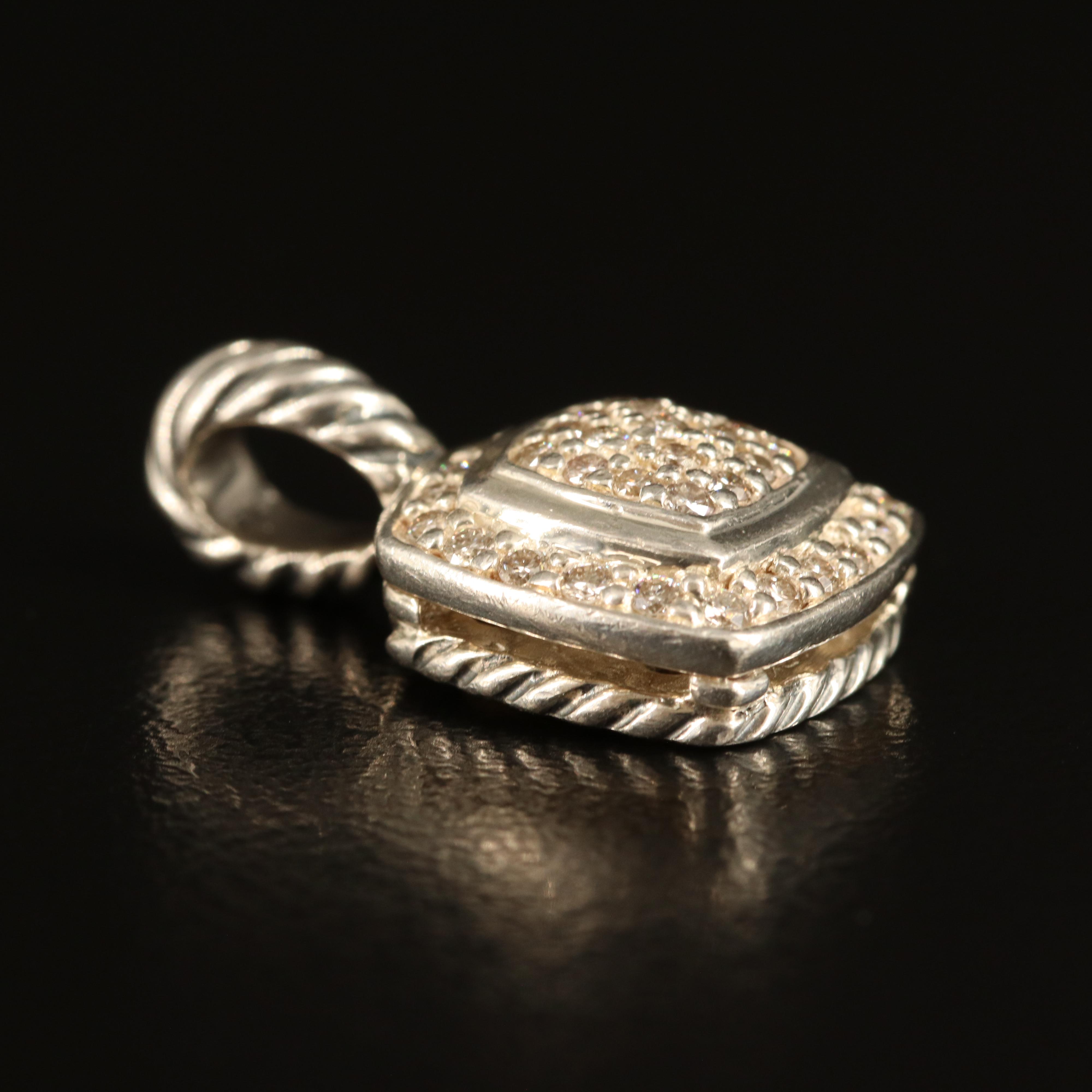 David Yurman "Petite Albion" Sterling Pavé Diamond Pendant