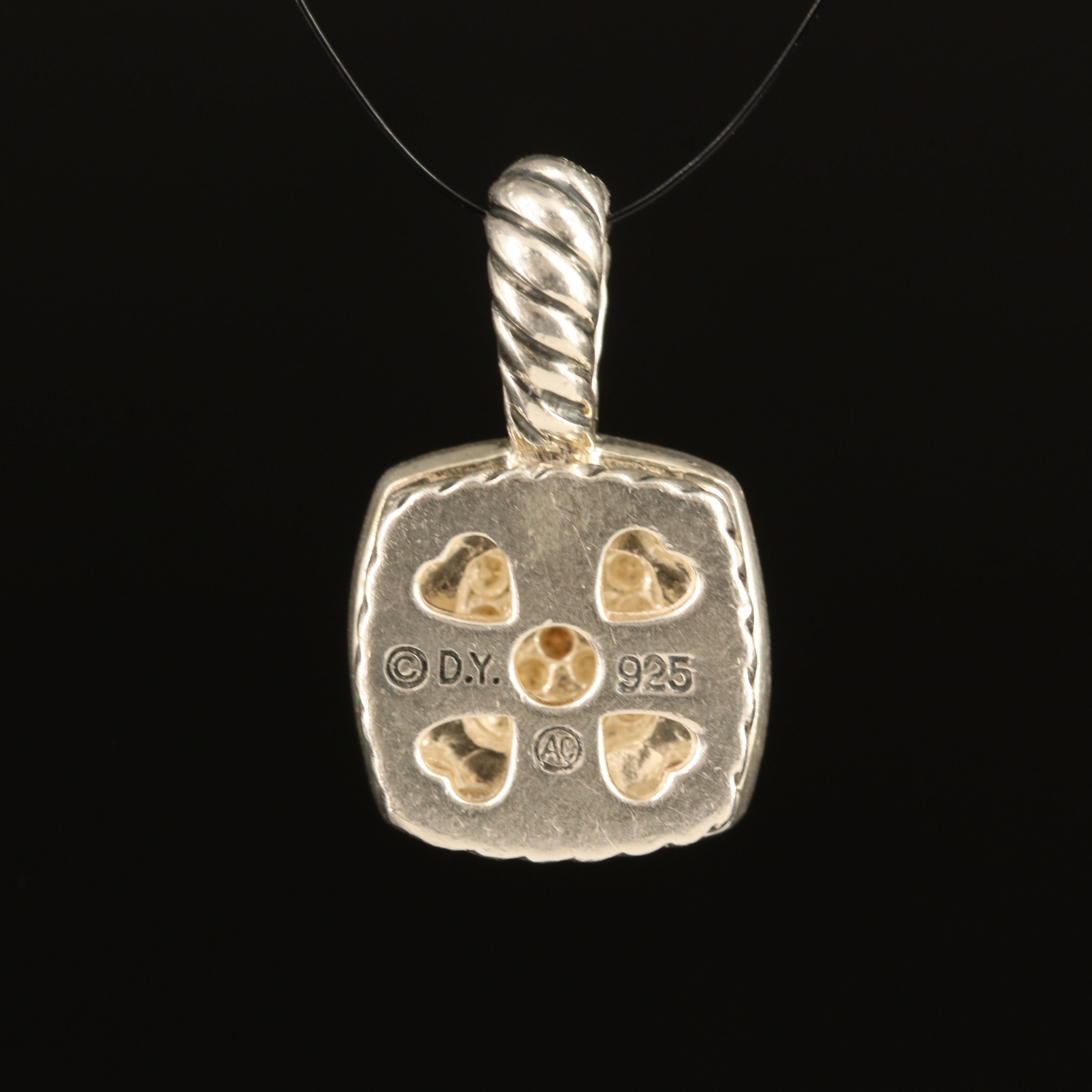 David Yurman "Petite Albion" Sterling Pavé Diamond Pendant