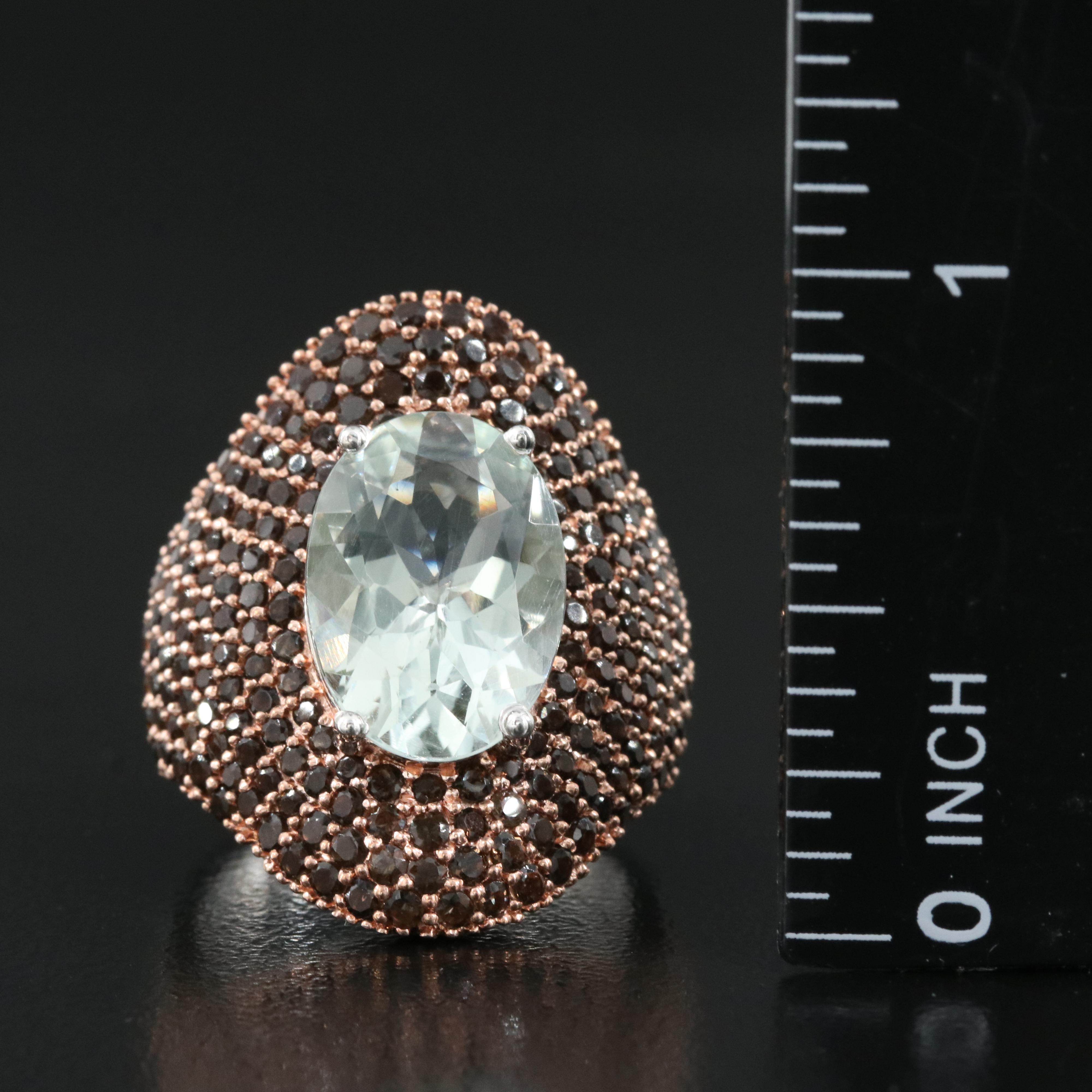 Sterling Prasiolite and Smoky Quartz Ring