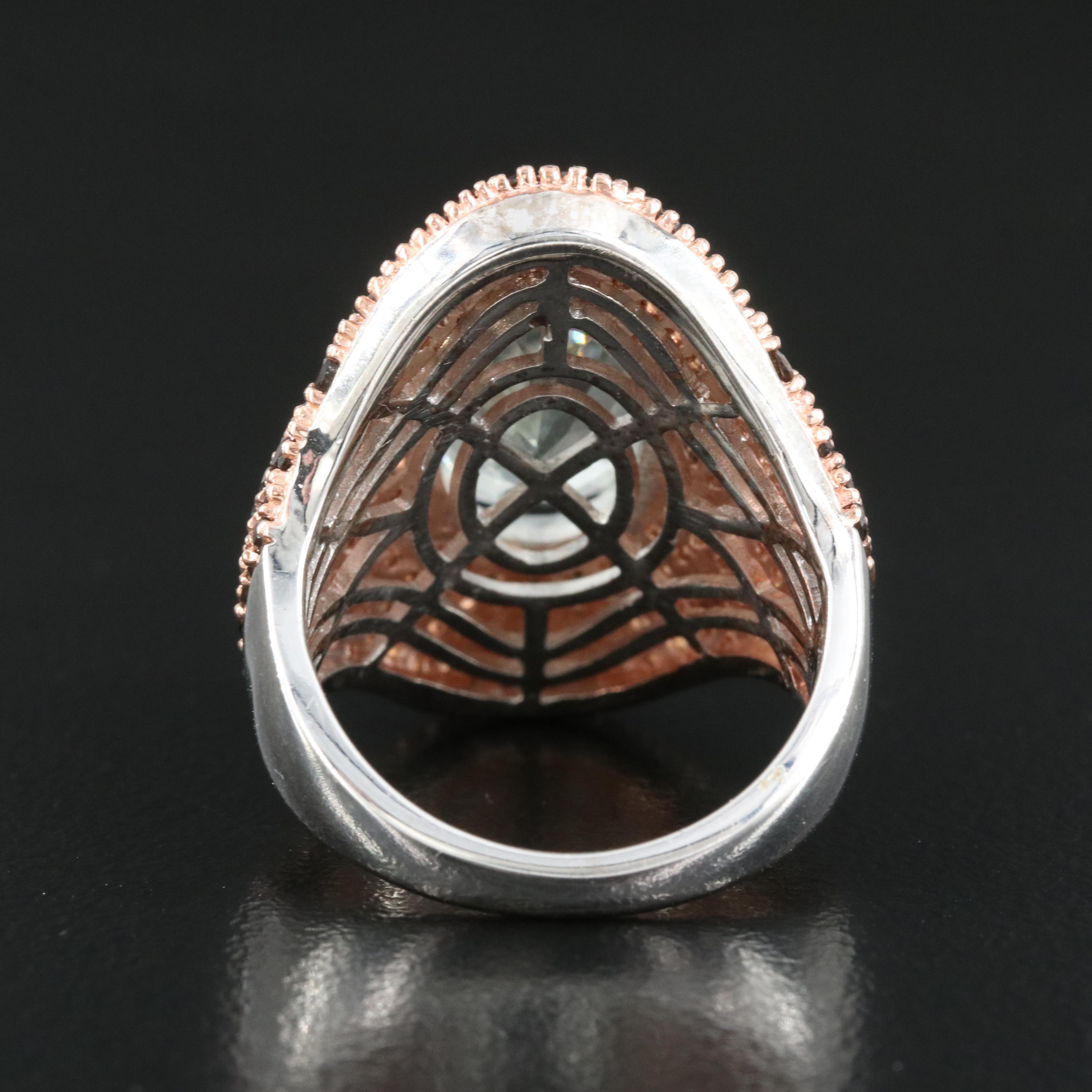 Sterling Prasiolite and Smoky Quartz Ring