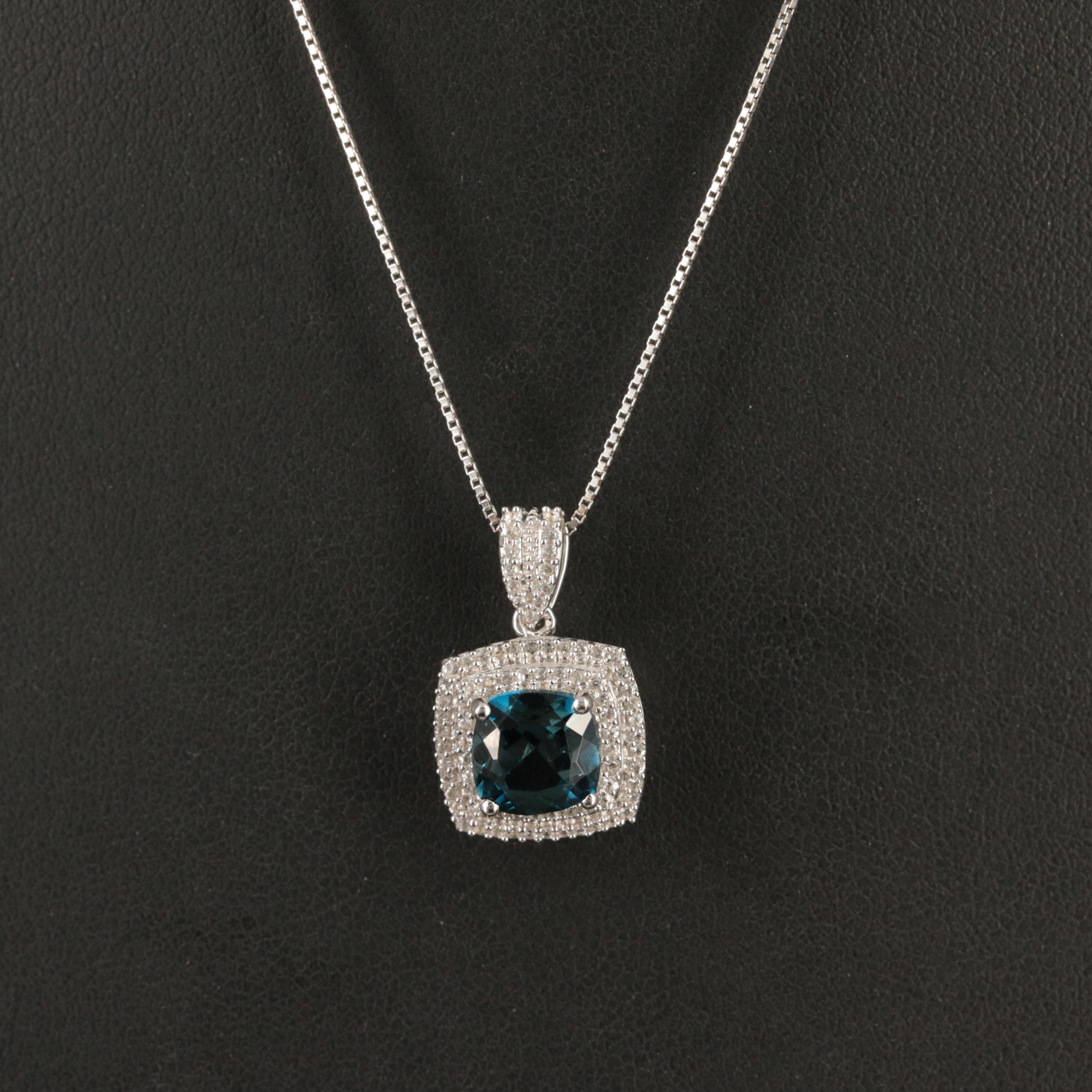 Sterling London Blue Topaz Pendant Necklace