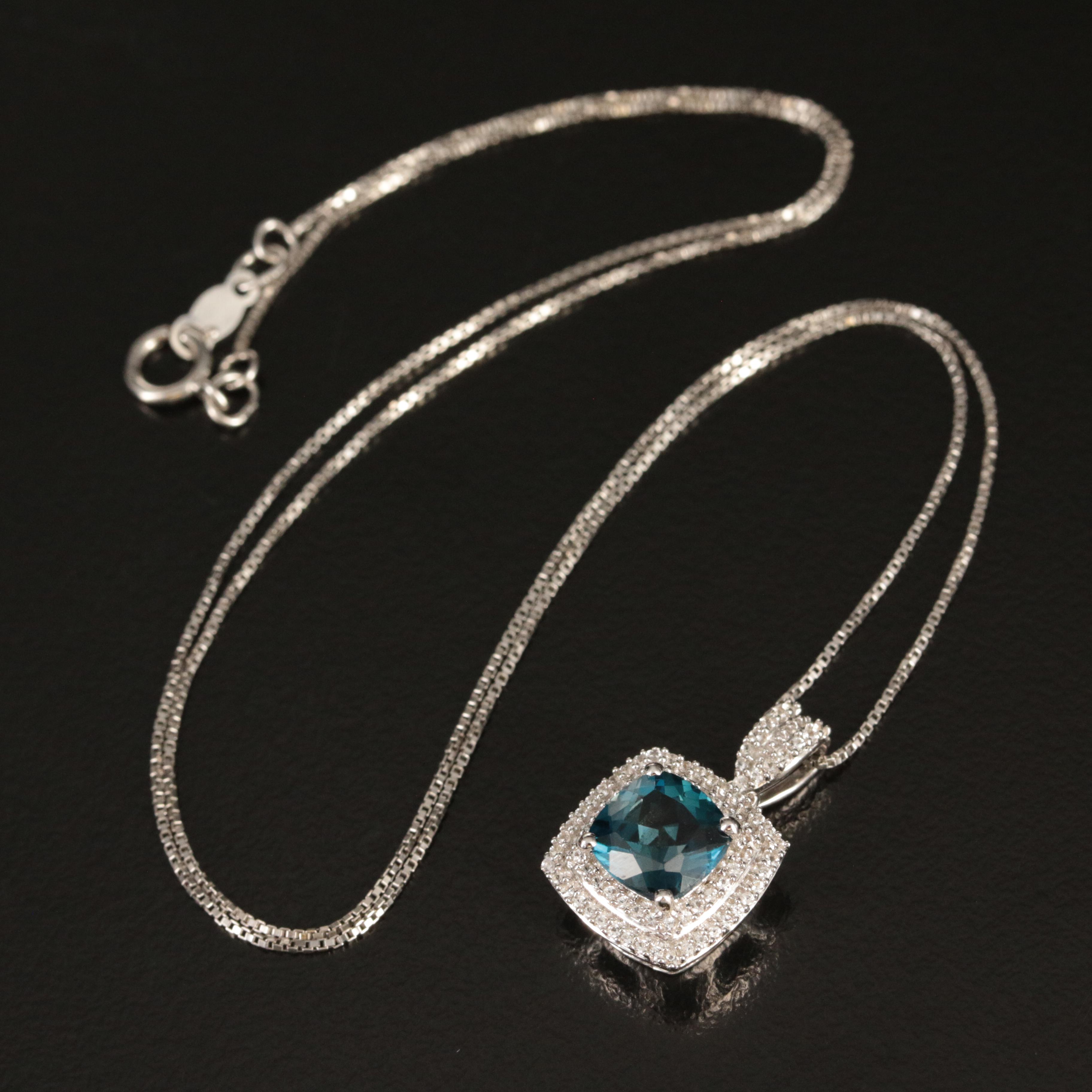 Sterling London Blue Topaz Pendant Necklace