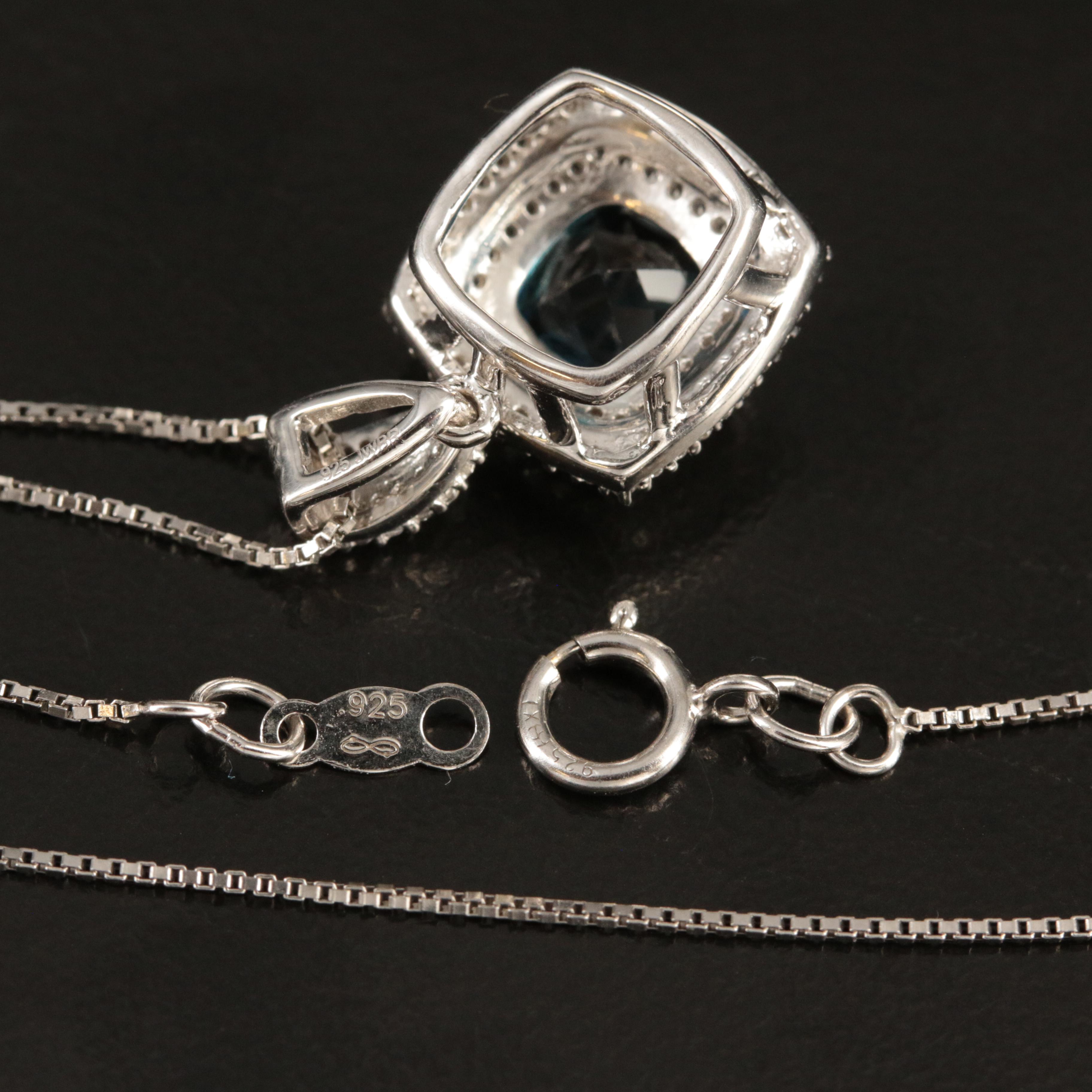Sterling London Blue Topaz Pendant Necklace