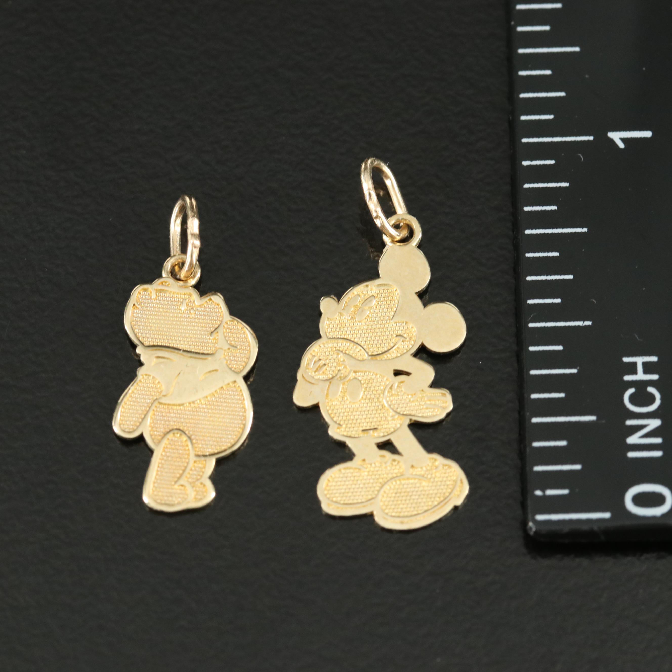 Disney 14K Winnie the Pooh and Mickey Mouse Charms