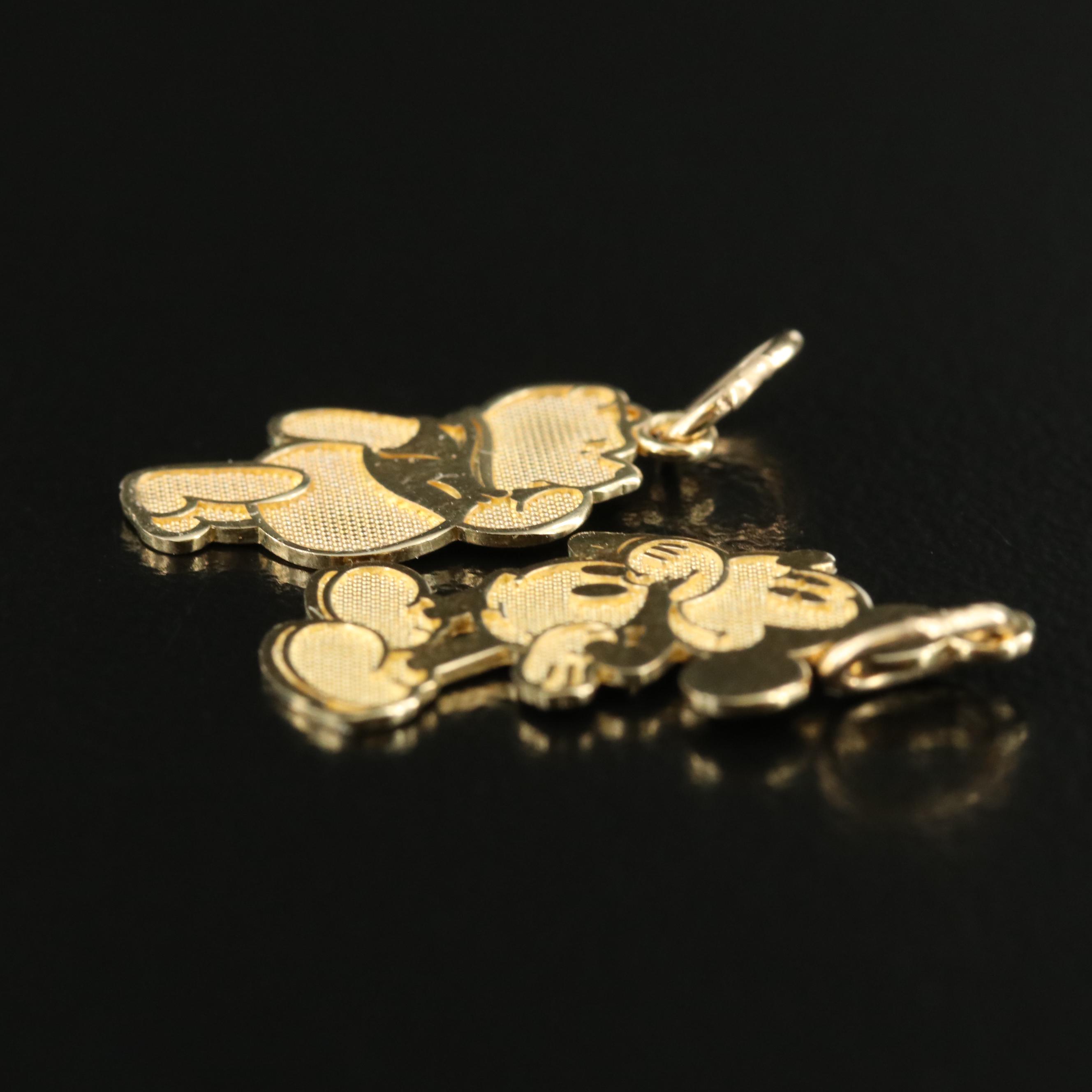 Disney 14K Winnie the Pooh and Mickey Mouse Charms