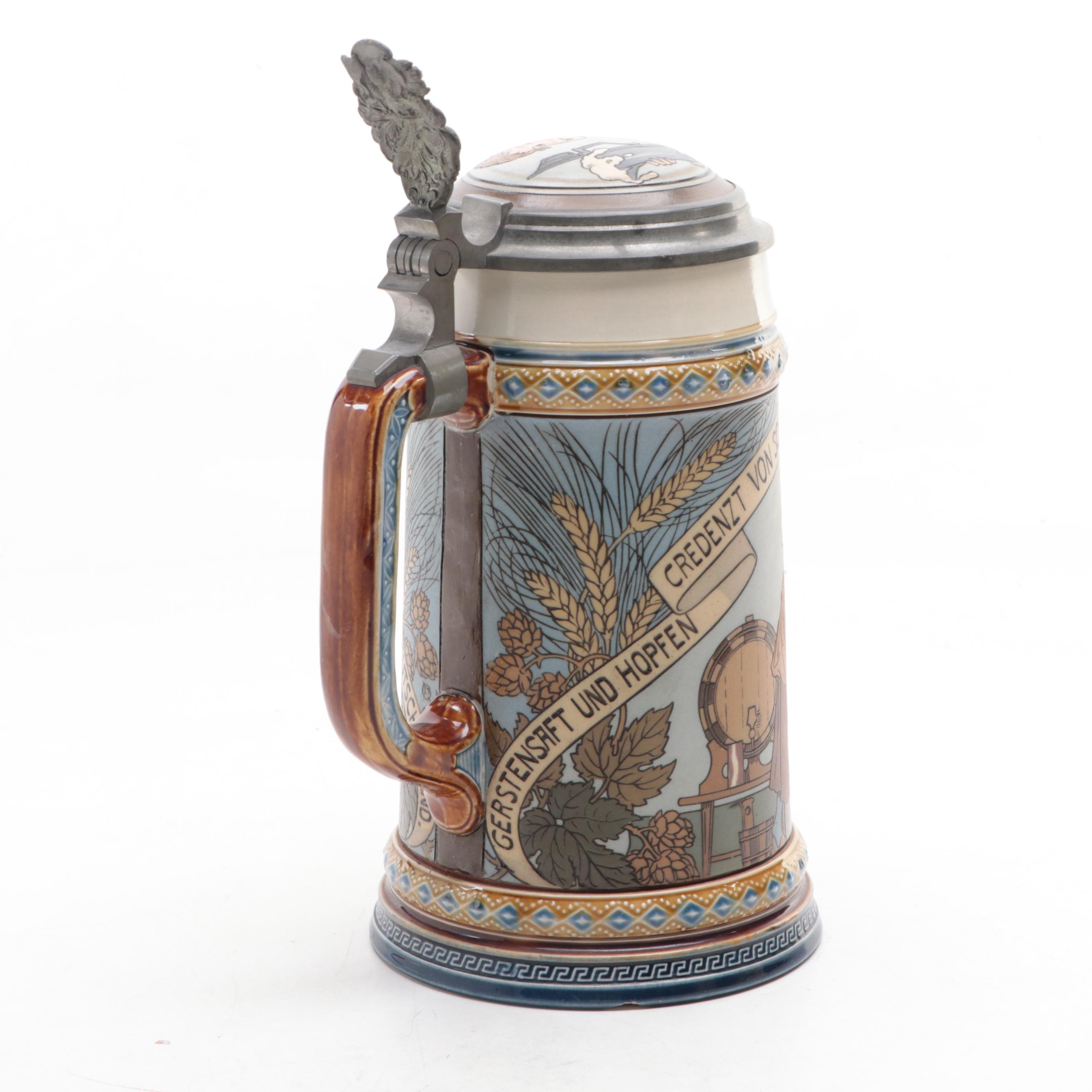 Villeroy & Boch Mettlach Stoneware Beer Stein with Other German Steins