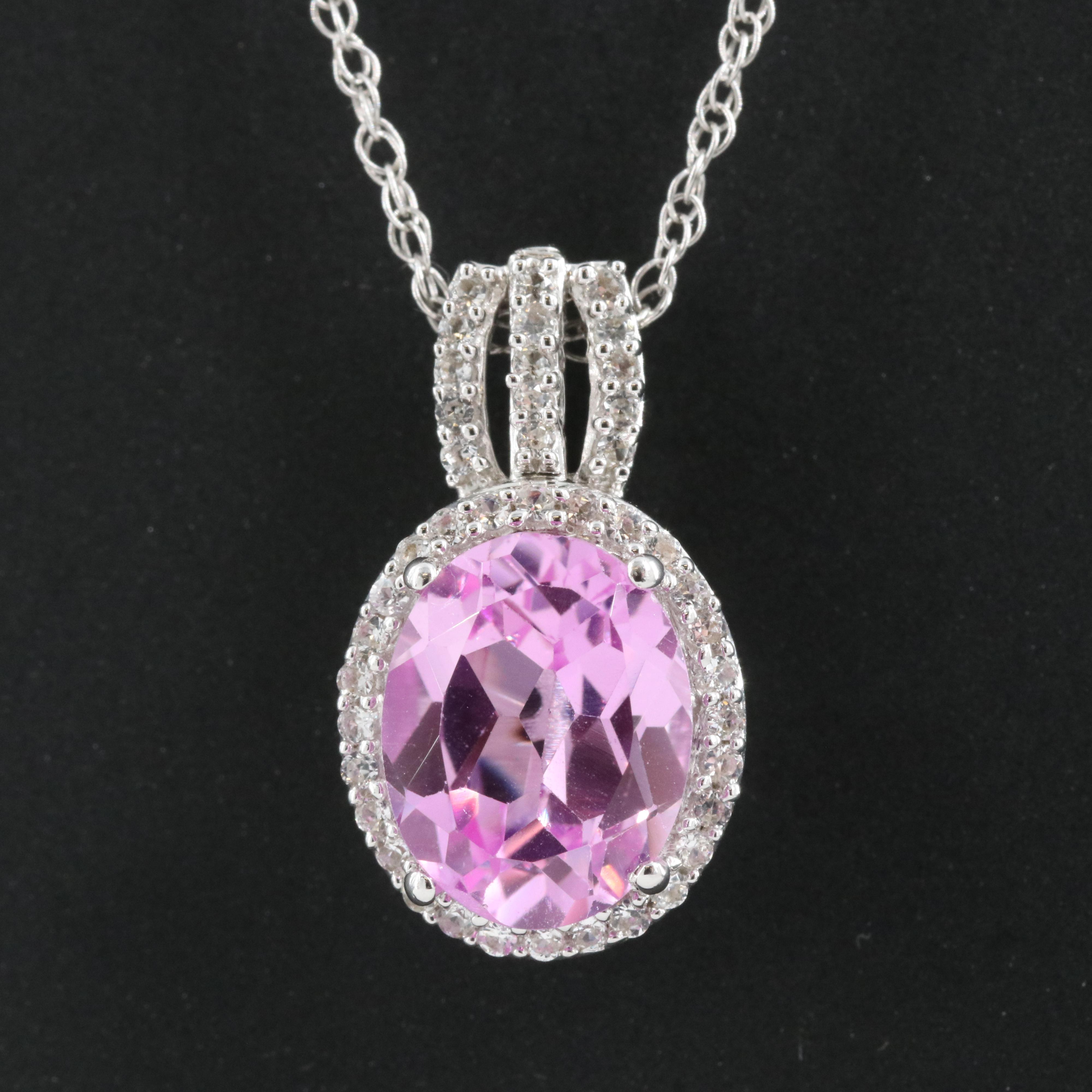 Sterling Sapphire Pendant Necklace