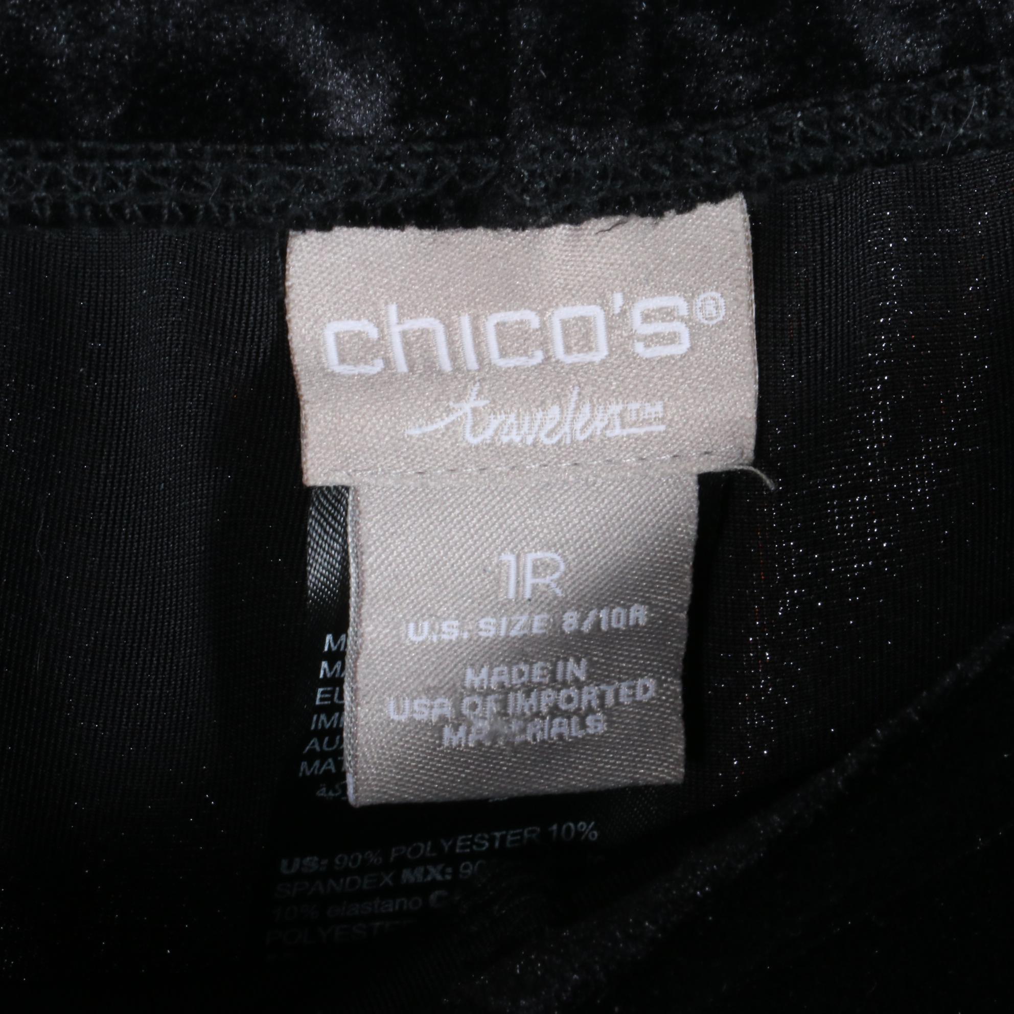 Chico's Travelers Long Sleeve Shirts and Elastic Waist Pants in Black Velour
