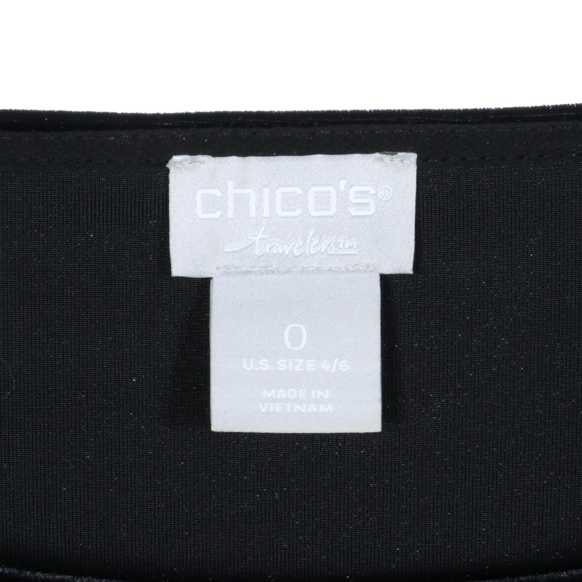 Chico's Travelers Long Sleeve Shirts and Elastic Waist Pants in Black Velour