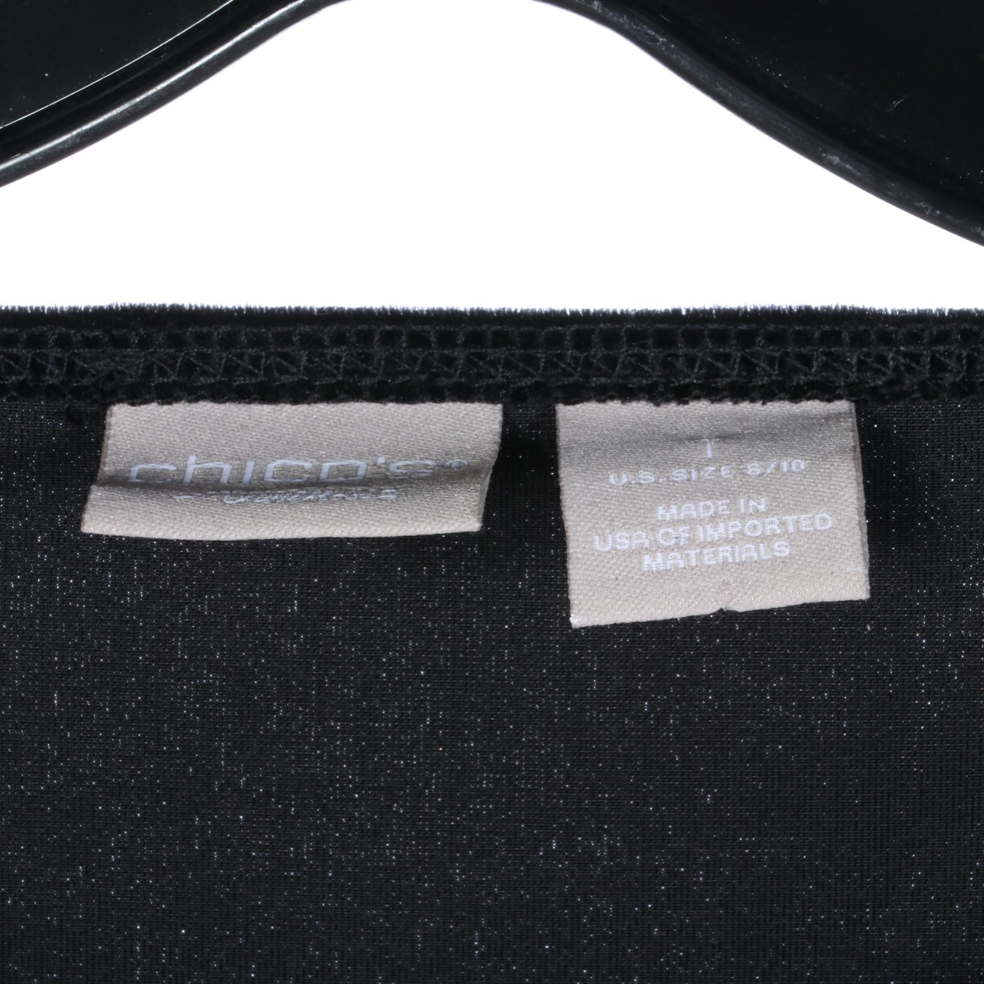 Chico's Travelers Long Sleeve Shirts and Elastic Waist Pants in Black Velour