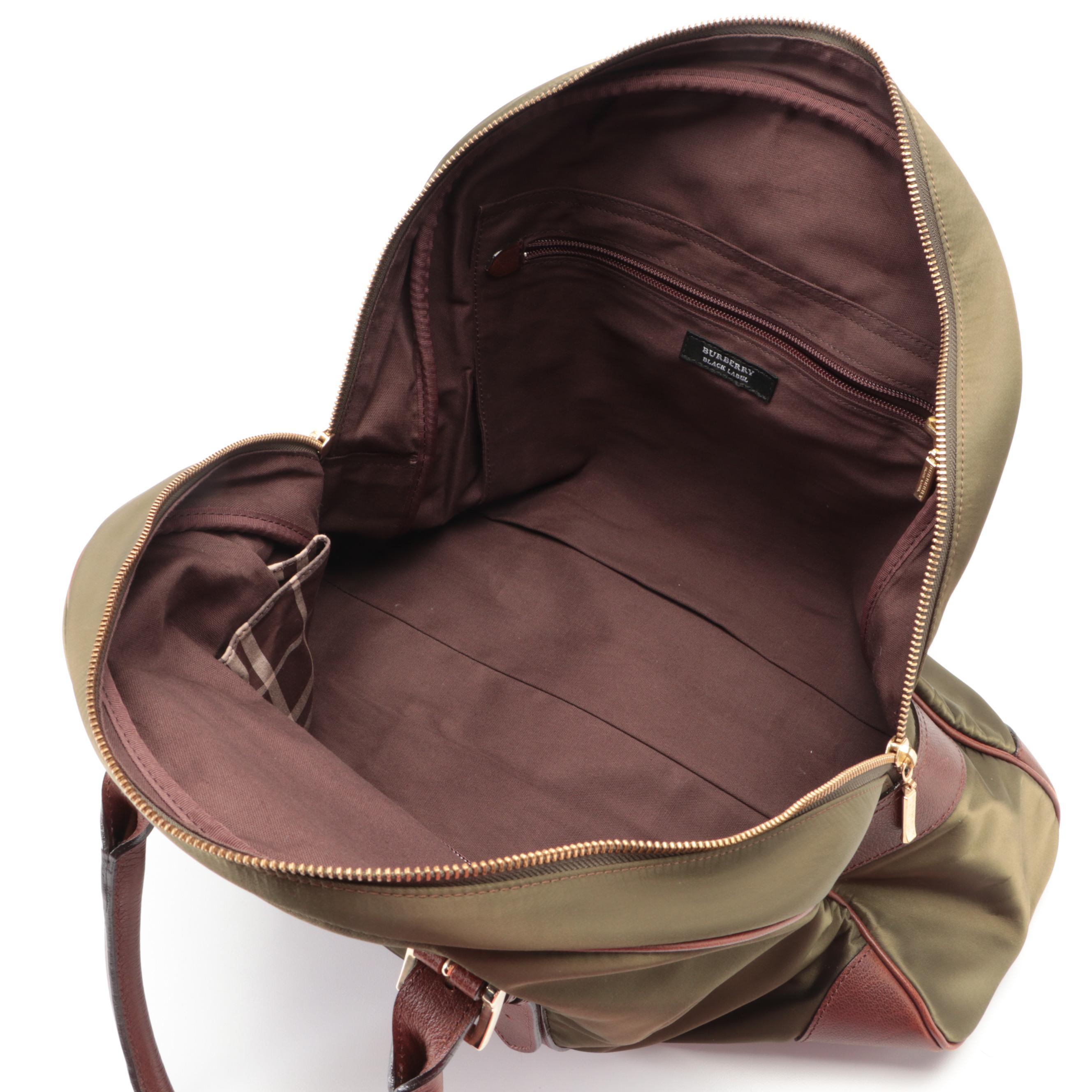 Burberry Black Label Nylon and Leather Handbag