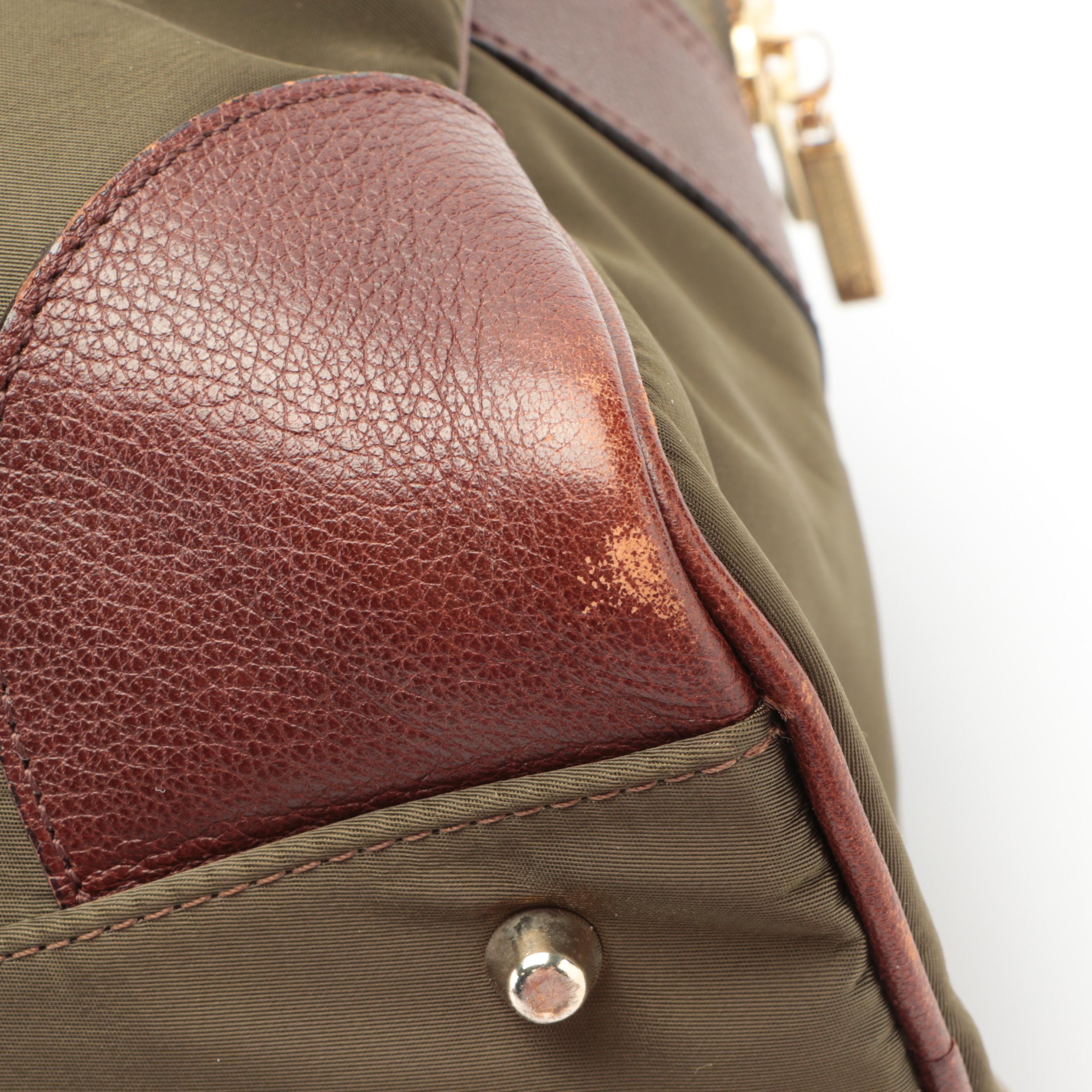 Burberry Black Label Nylon and Leather Handbag