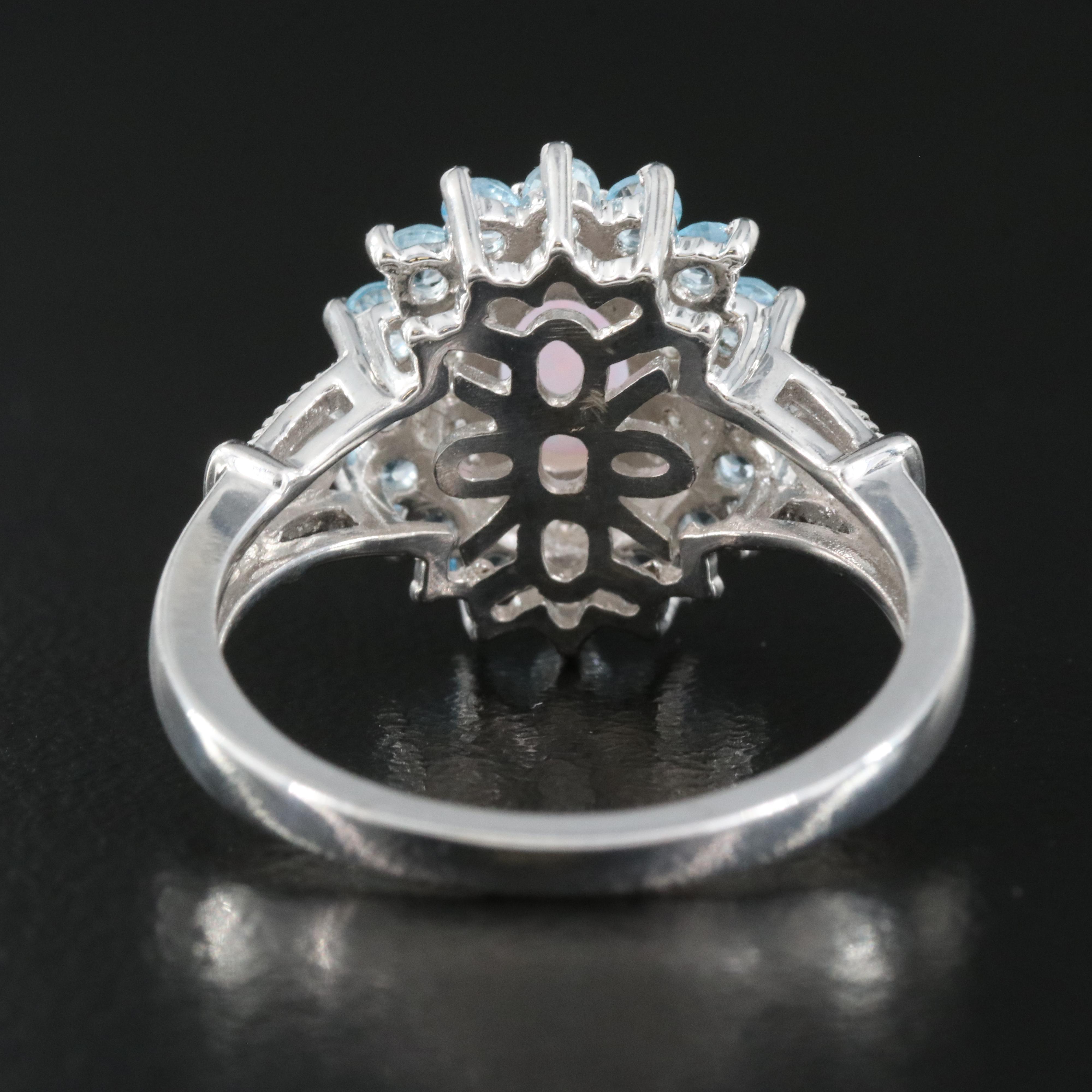 Sterling Opal, Topaz and Sapphire Ring