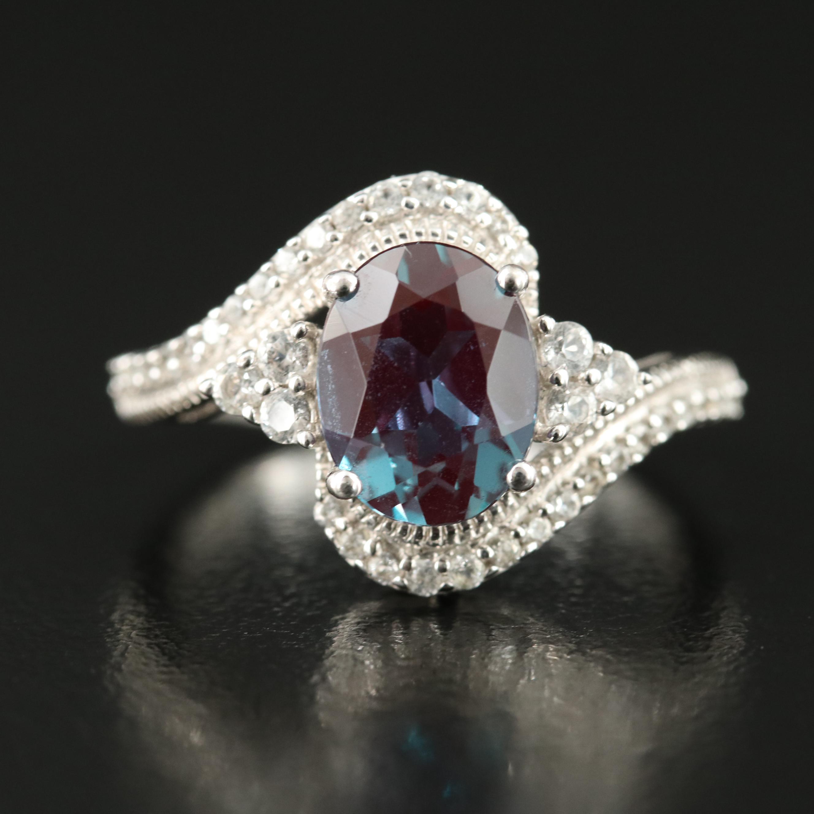 Sterling Color Changing Sapphire and Sapphire Ring