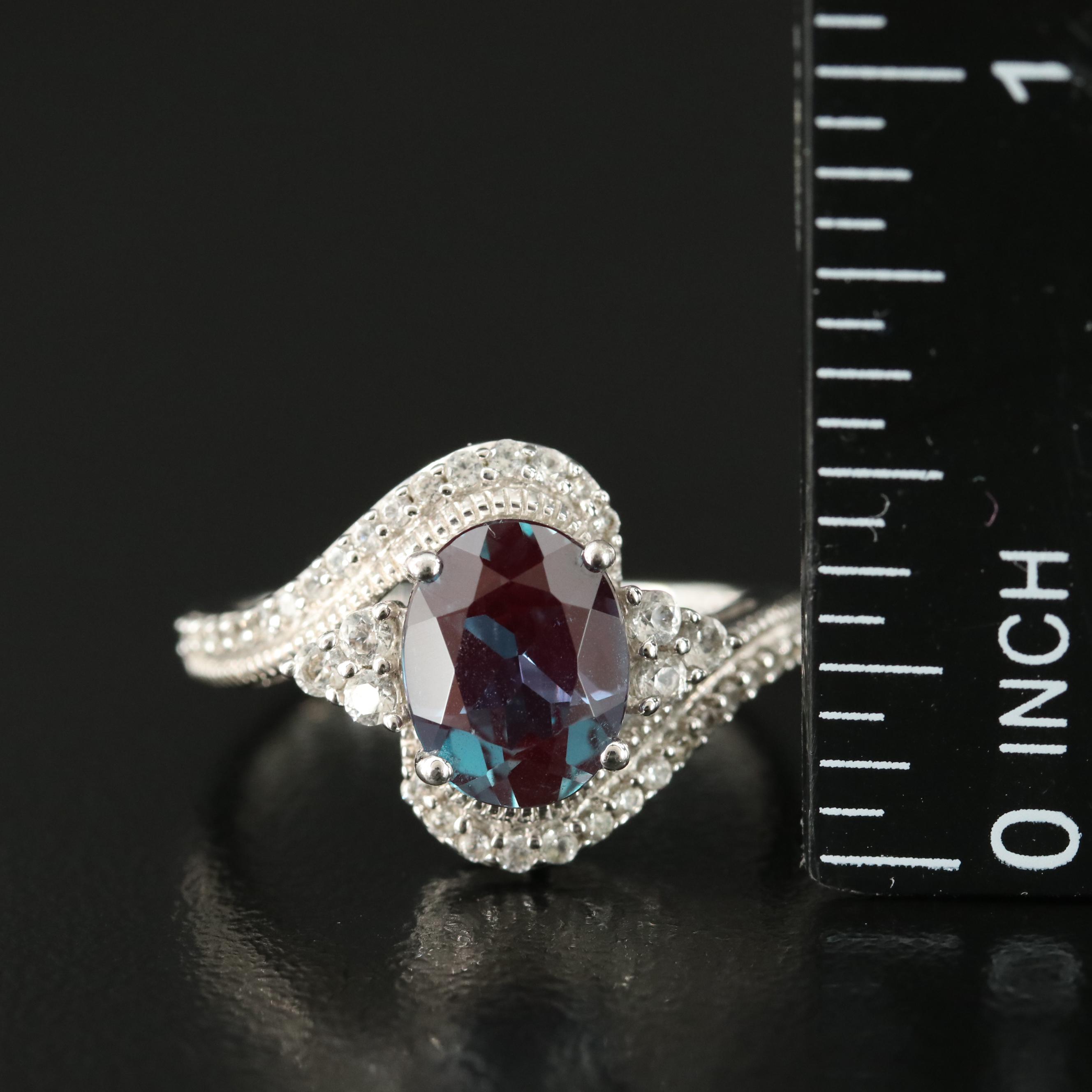 Sterling Color Changing Sapphire and Sapphire Ring