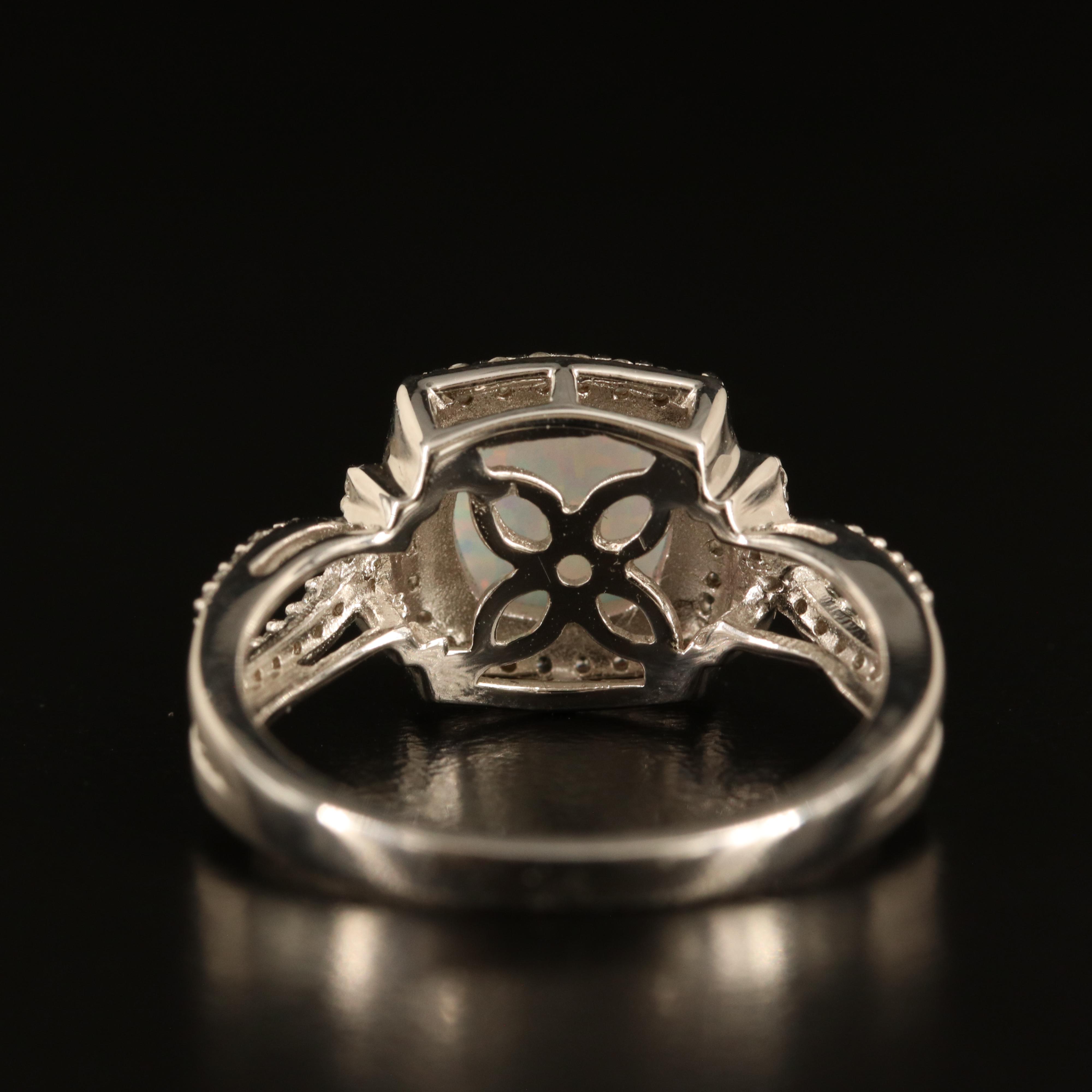 Sterling Opal and White Sapphire Ring