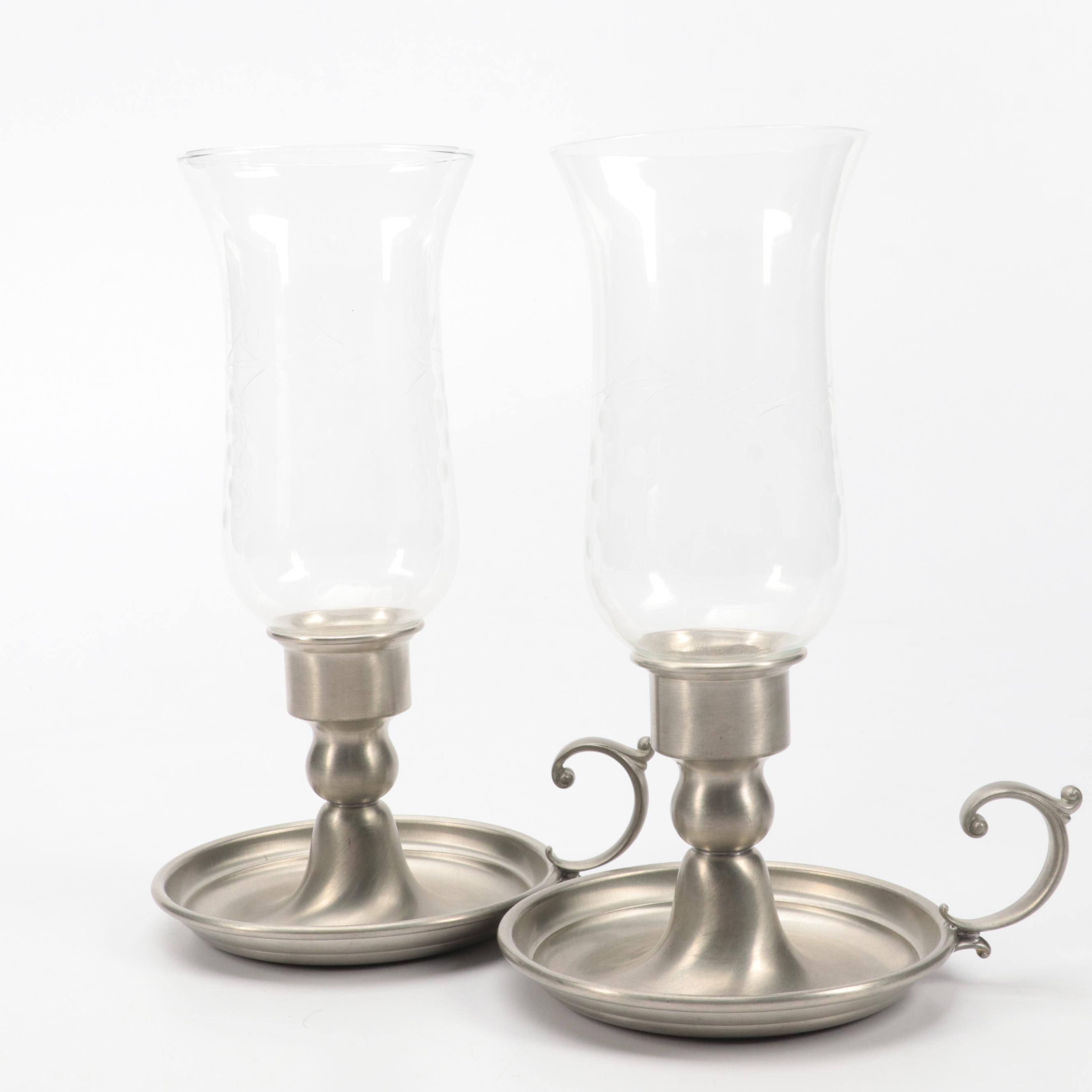 Web "Early American" Pewter Candle Holders and More with Other Table Accessories