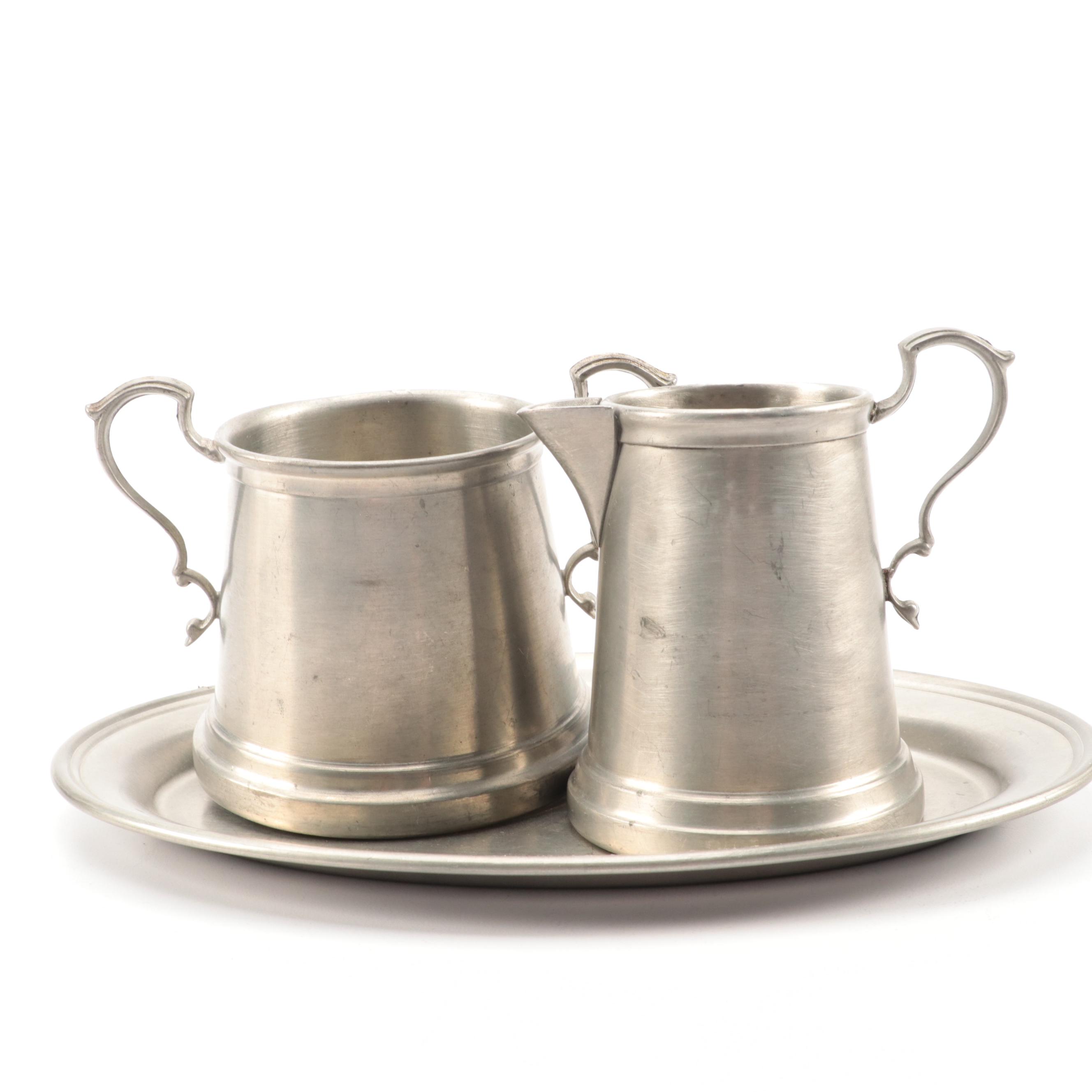 Web "Early American" Pewter Candle Holders and More with Other Table Accessories