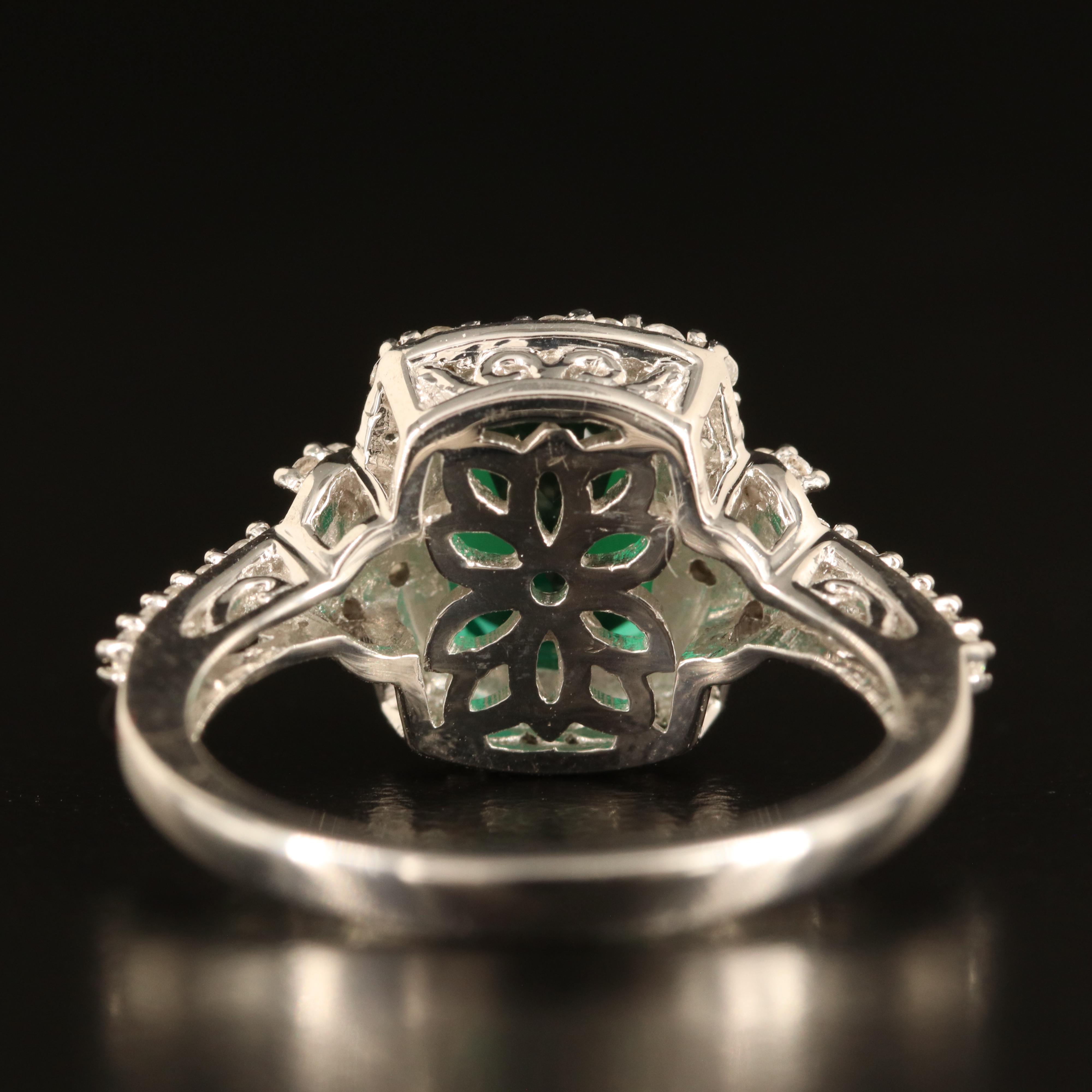 Sterling Emerald and White Sapphire Ring