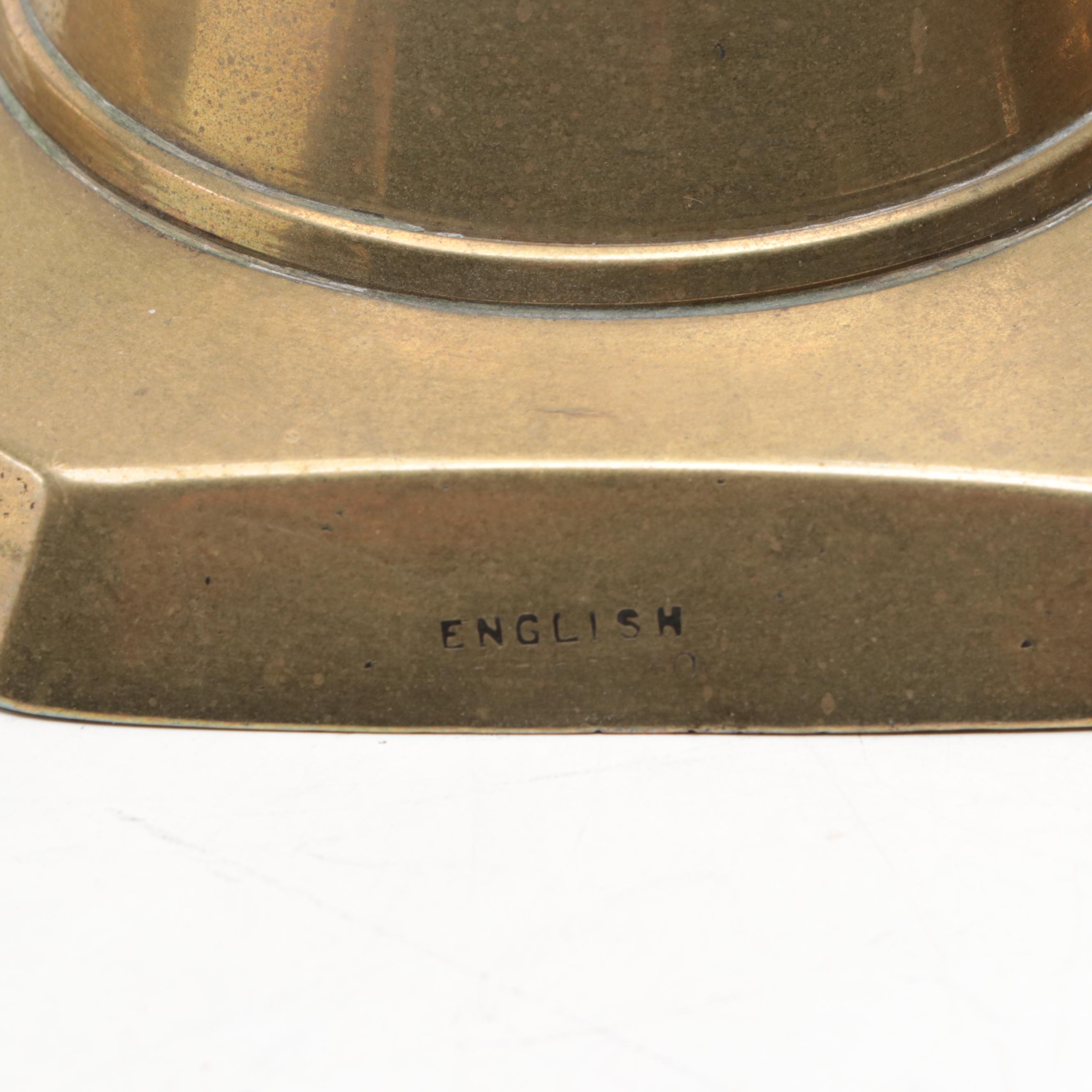 James Clews and Sons "Diamond Prince" and Other Brass Candlesticks and Oil Lamp