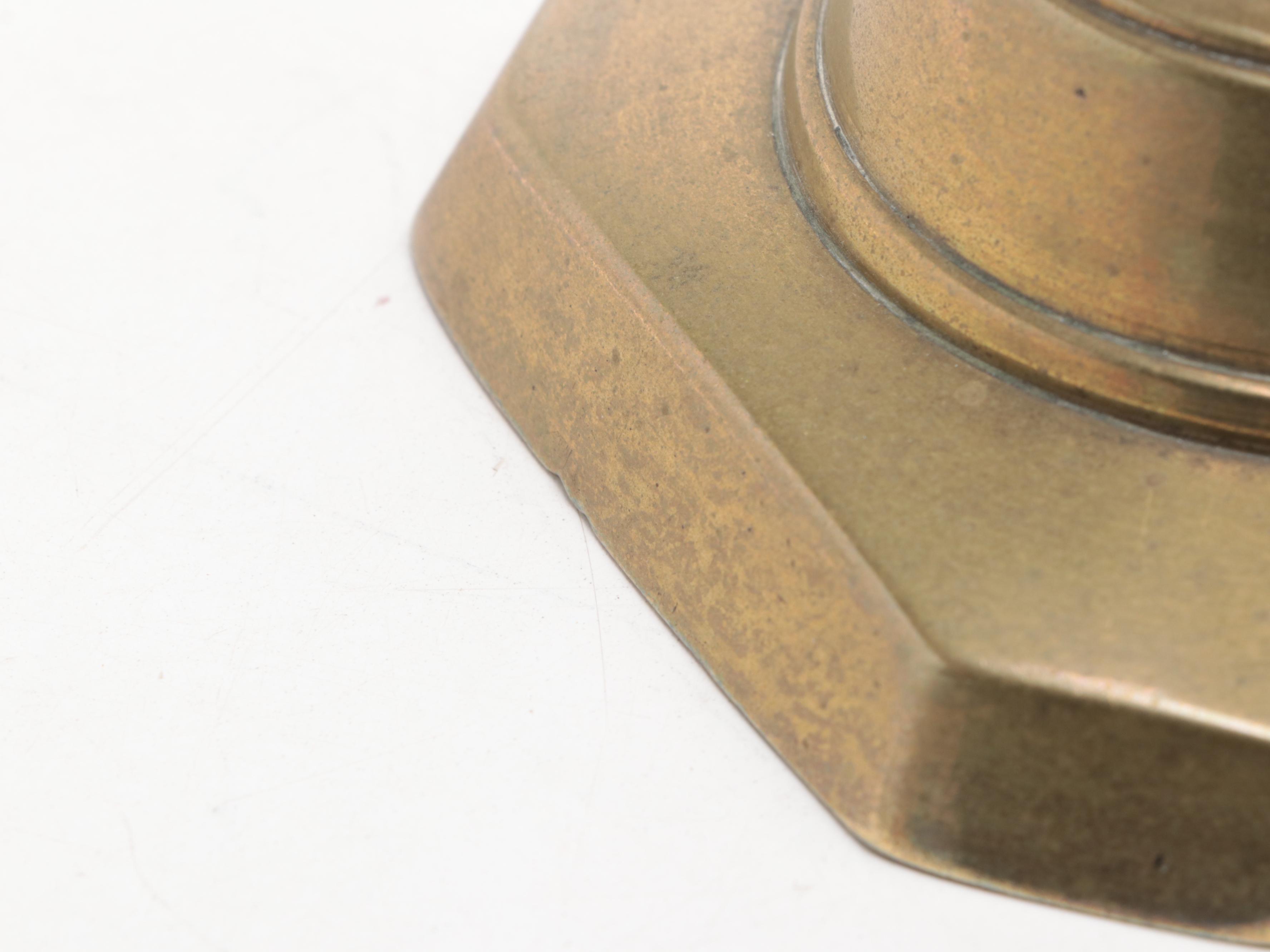 James Clews and Sons "Diamond Prince" and Other Brass Candlesticks and Oil Lamp