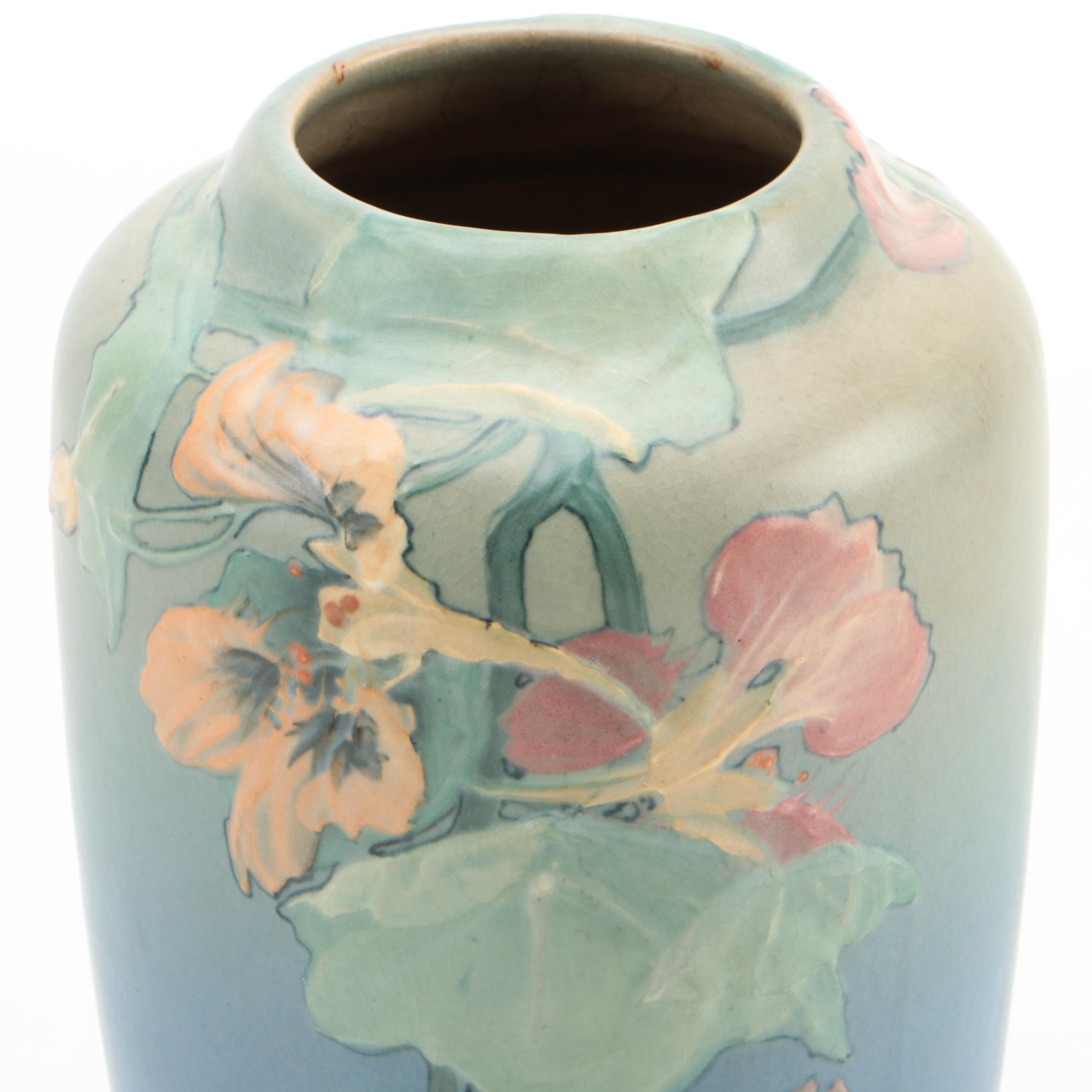 Signed Mae Timberlake for Weller Pottery Earthenware Art Nouveau Vase