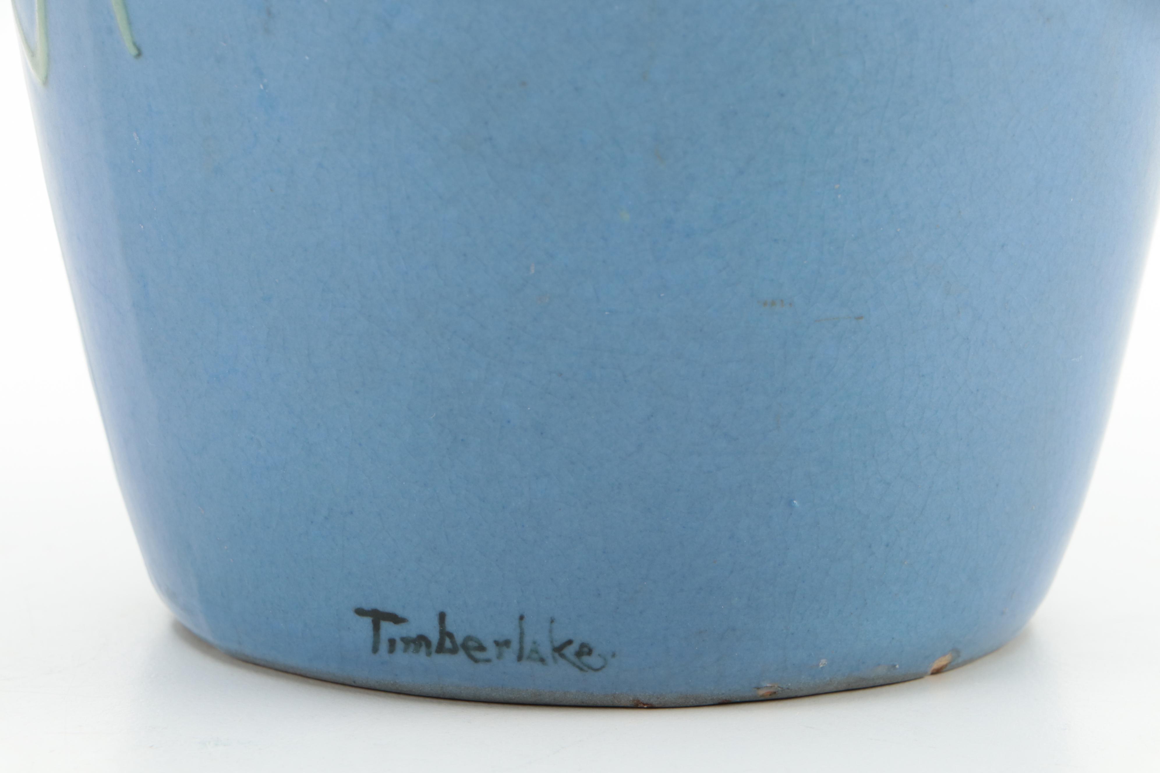 Signed Mae Timberlake for Weller Pottery Earthenware Art Nouveau Vase