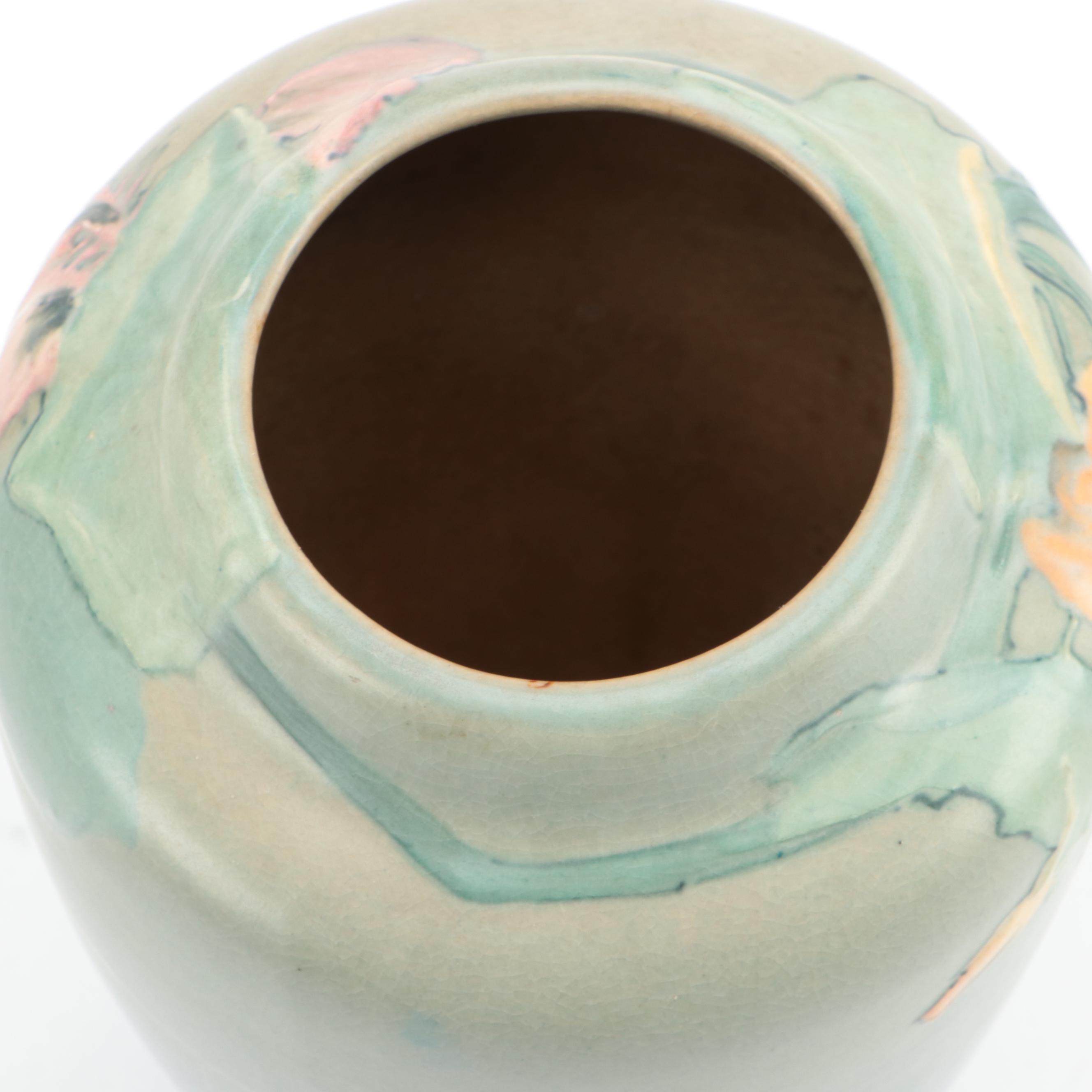 Signed Mae Timberlake for Weller Pottery Earthenware Art Nouveau Vase