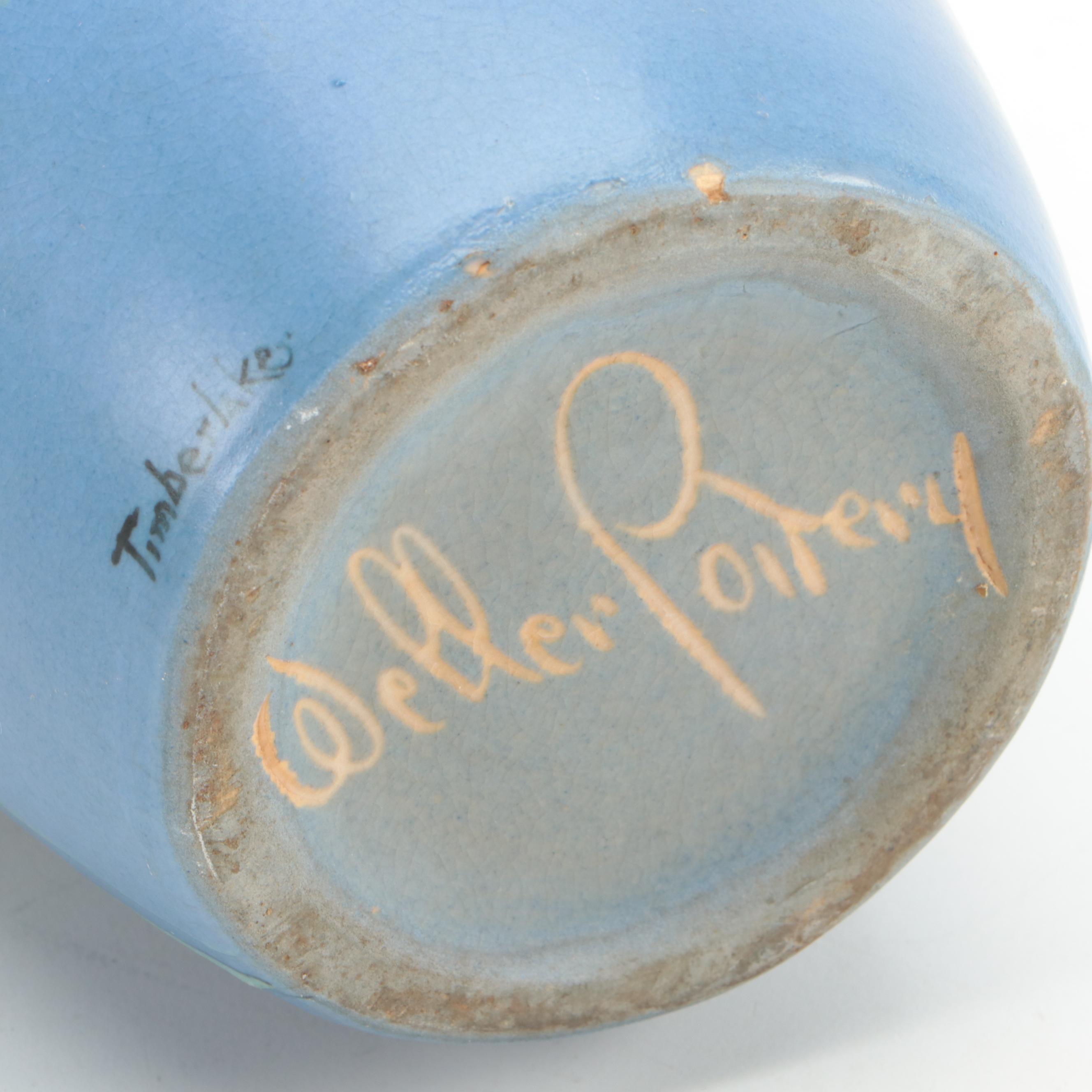 Signed Mae Timberlake for Weller Pottery Earthenware Art Nouveau Vase