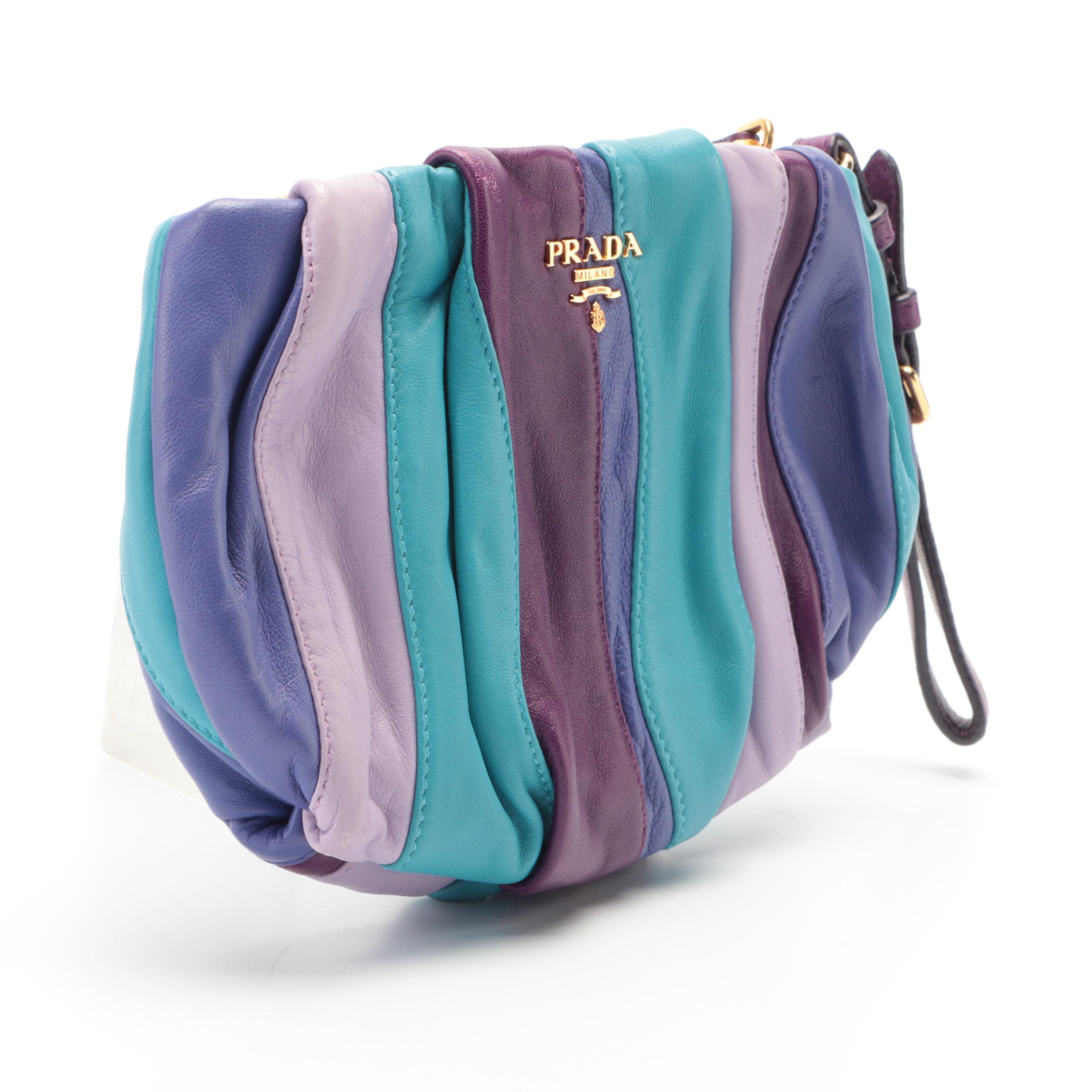 Prada Napa Multicolor Stripes Leather Pouch