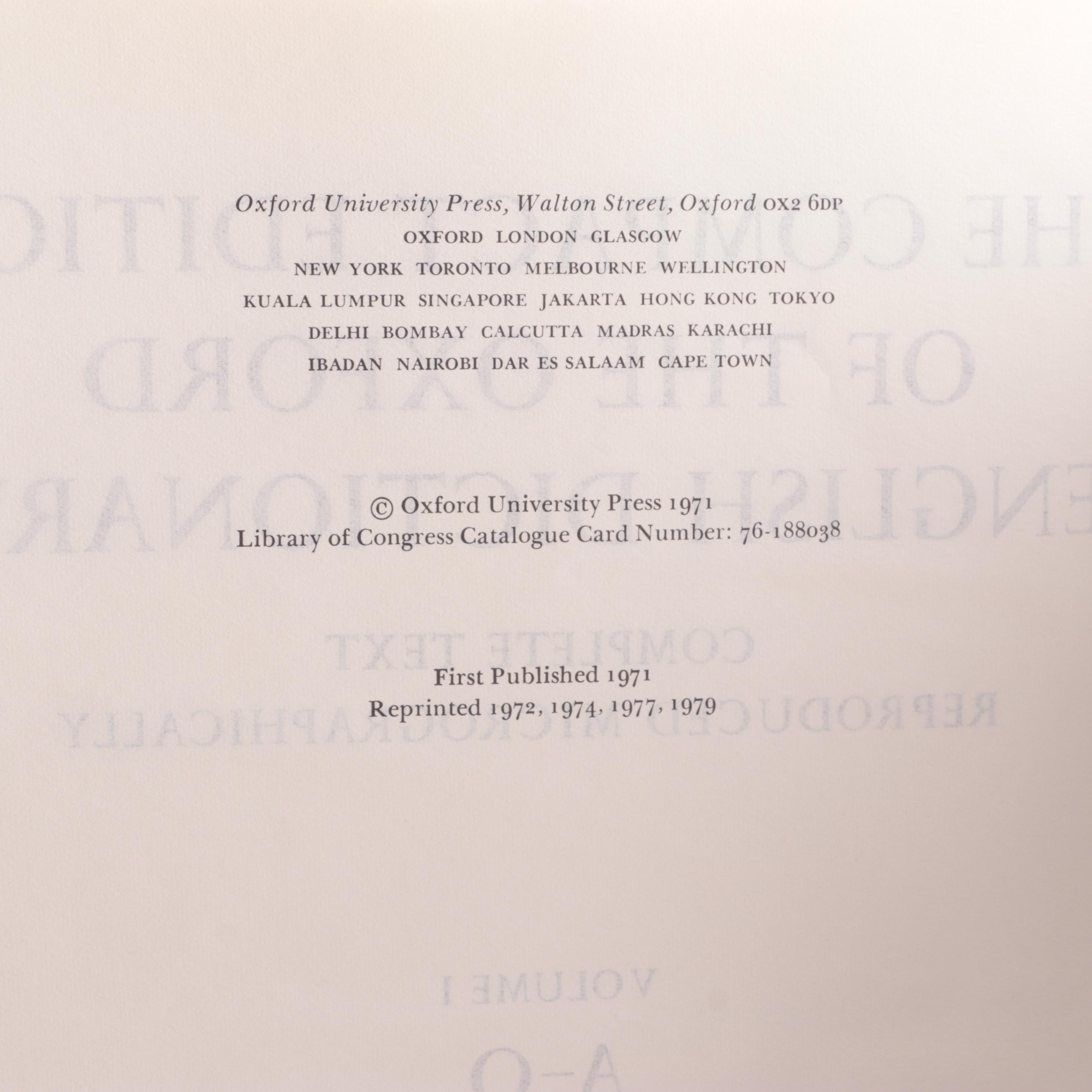 "Oxford English Dictionary" Two-Volume Set and More Nonfiction Books